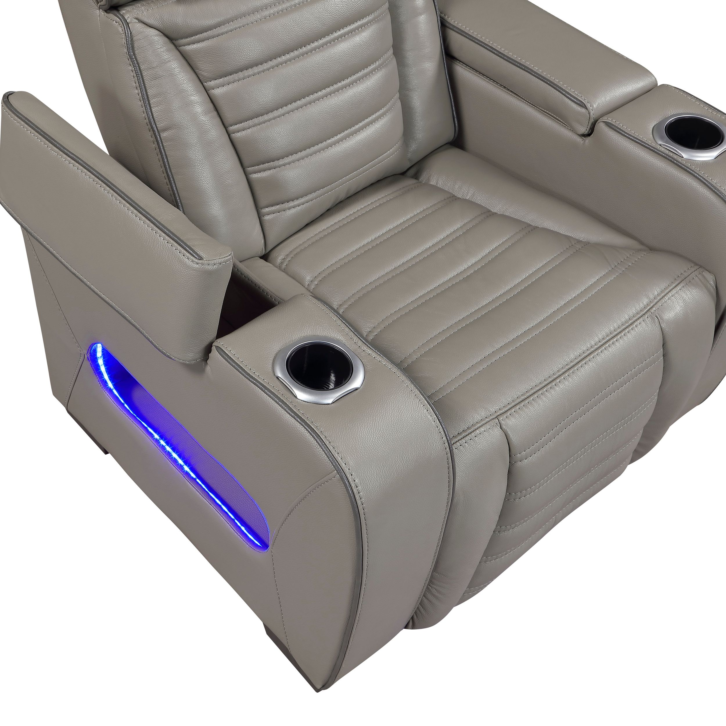 Cyber Leather Power Double Reclining Living Room Set with LED Lighting & Air Massage