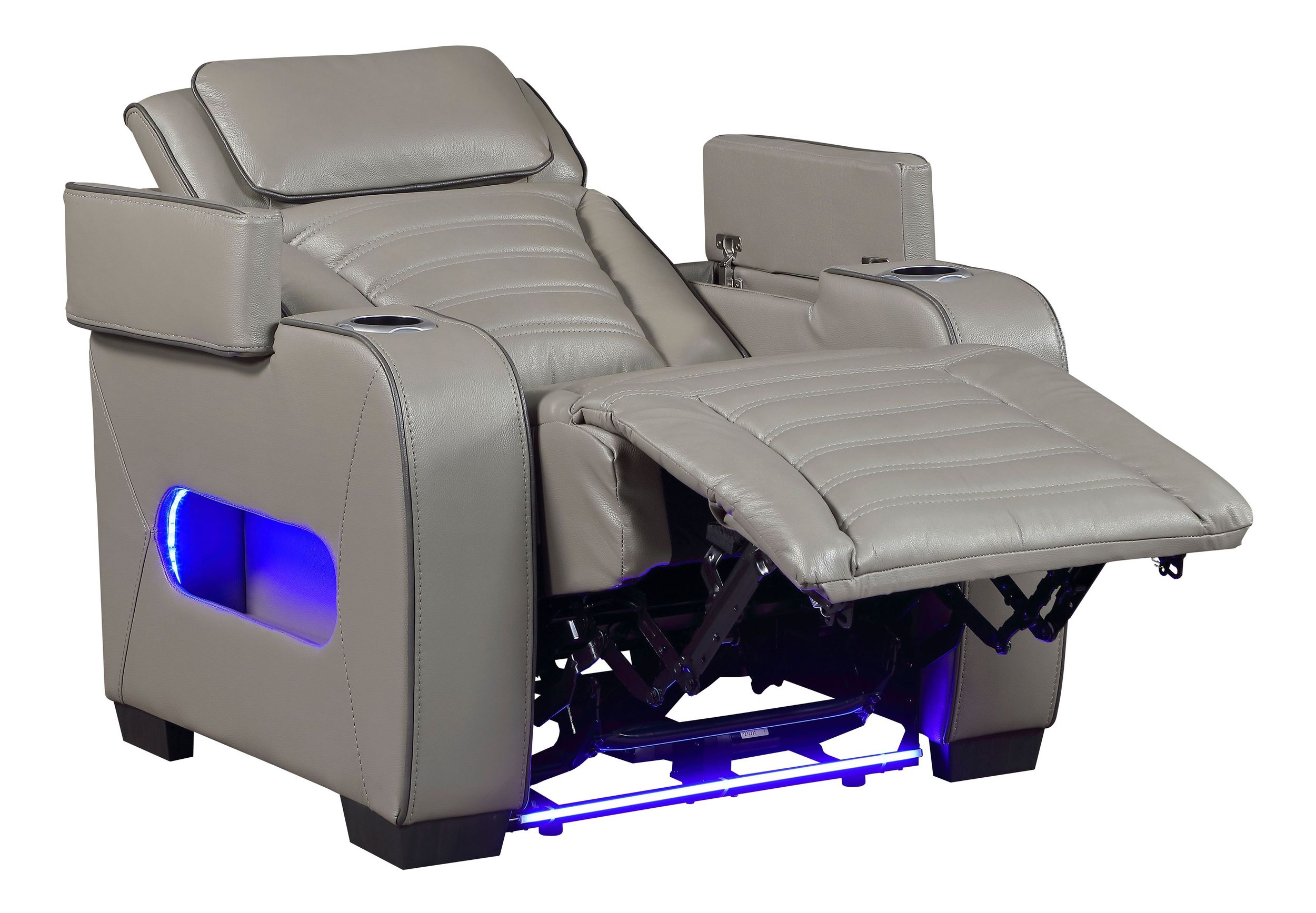 Cyber Leather Power Double Reclining Living Room Set with LED Lighting & Air Massage