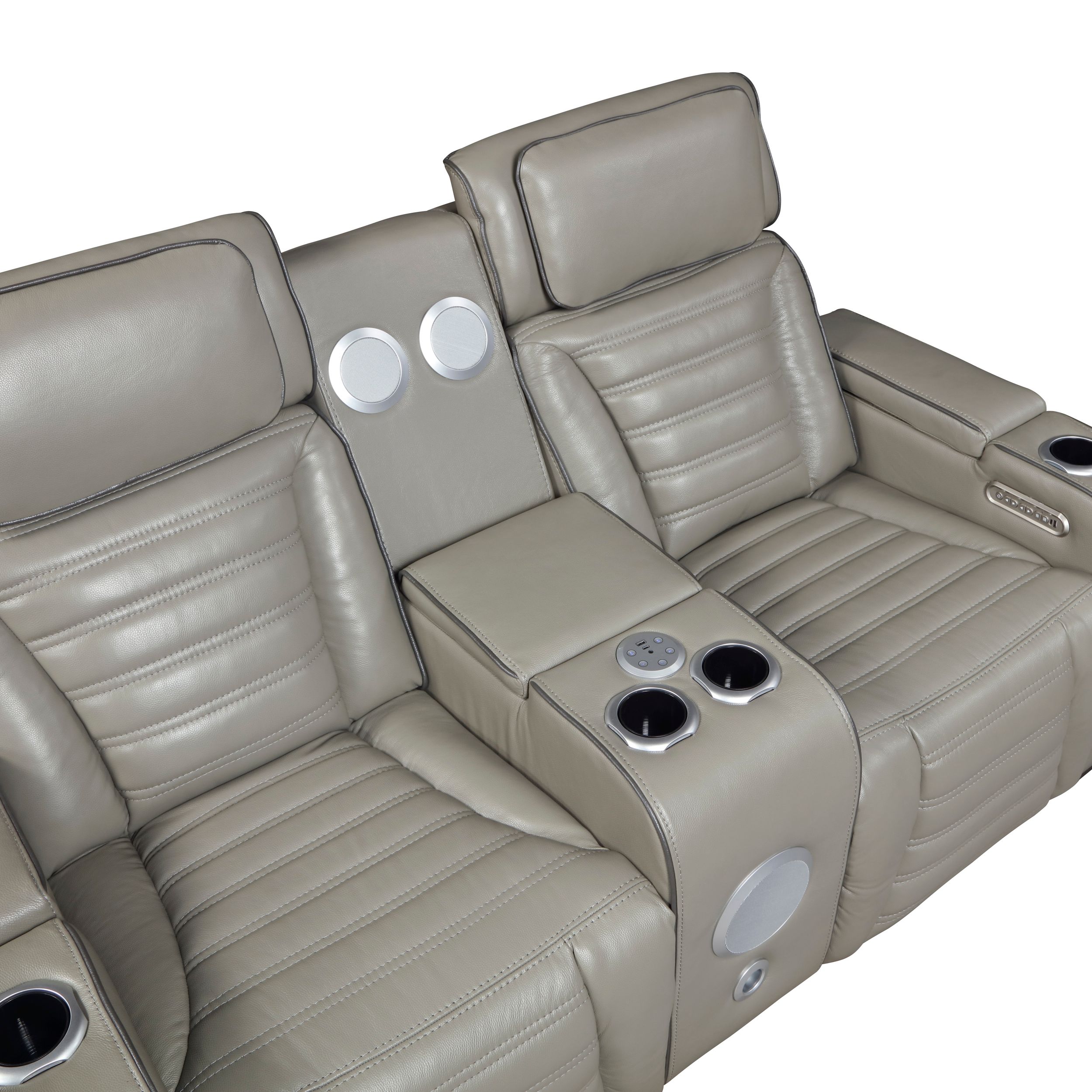 Cyber Leather Power Double Reclining Living Room Set with LED Lighting & Air Massage