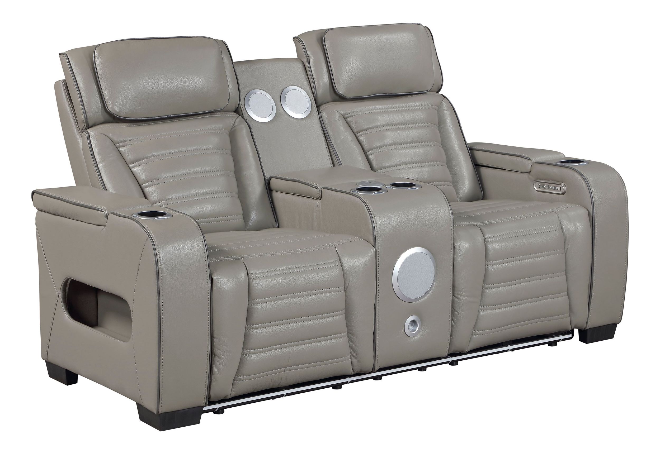 Cyber Leather Power Double Reclining Living Room Set with LED Lighting & Air Massage