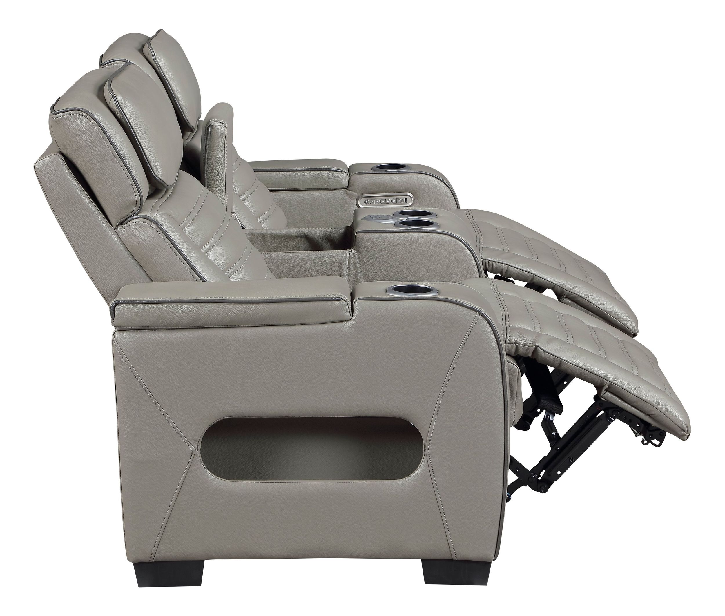 Cyber Leather Power Double Reclining Living Room Set with LED Lighting & Air Massage