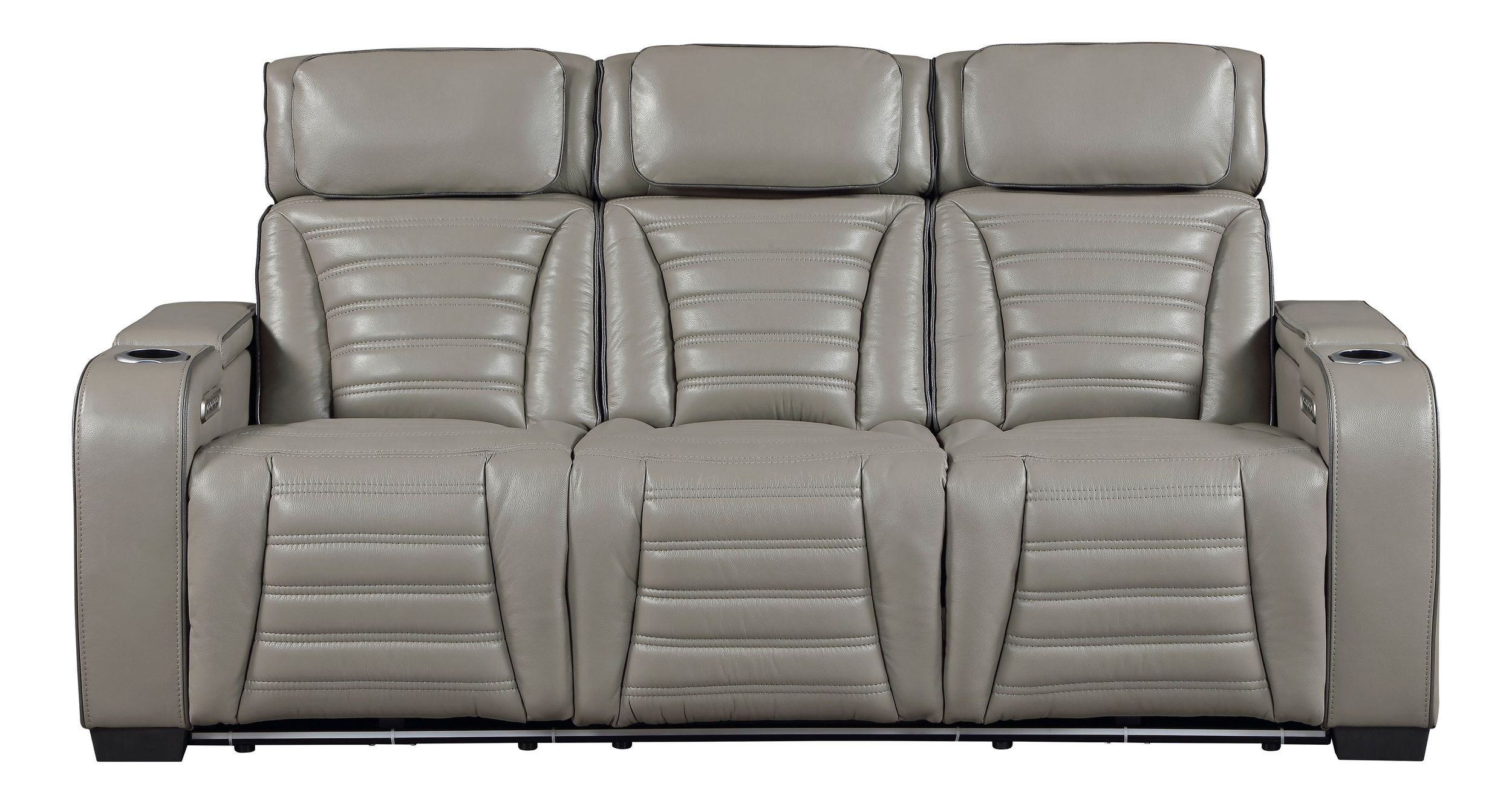 Cyber Leather Power Double Reclining Living Room Set with LED Lighting & Air Massage