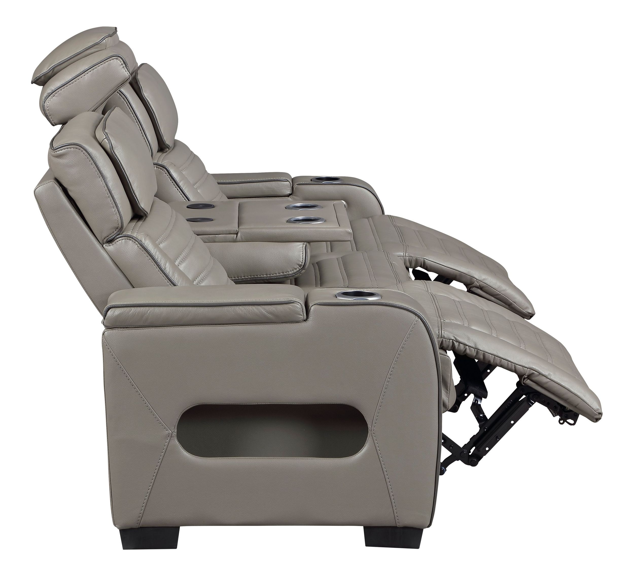 Cyber Leather Power Double Reclining Living Room Set with LED Lighting & Air Massage