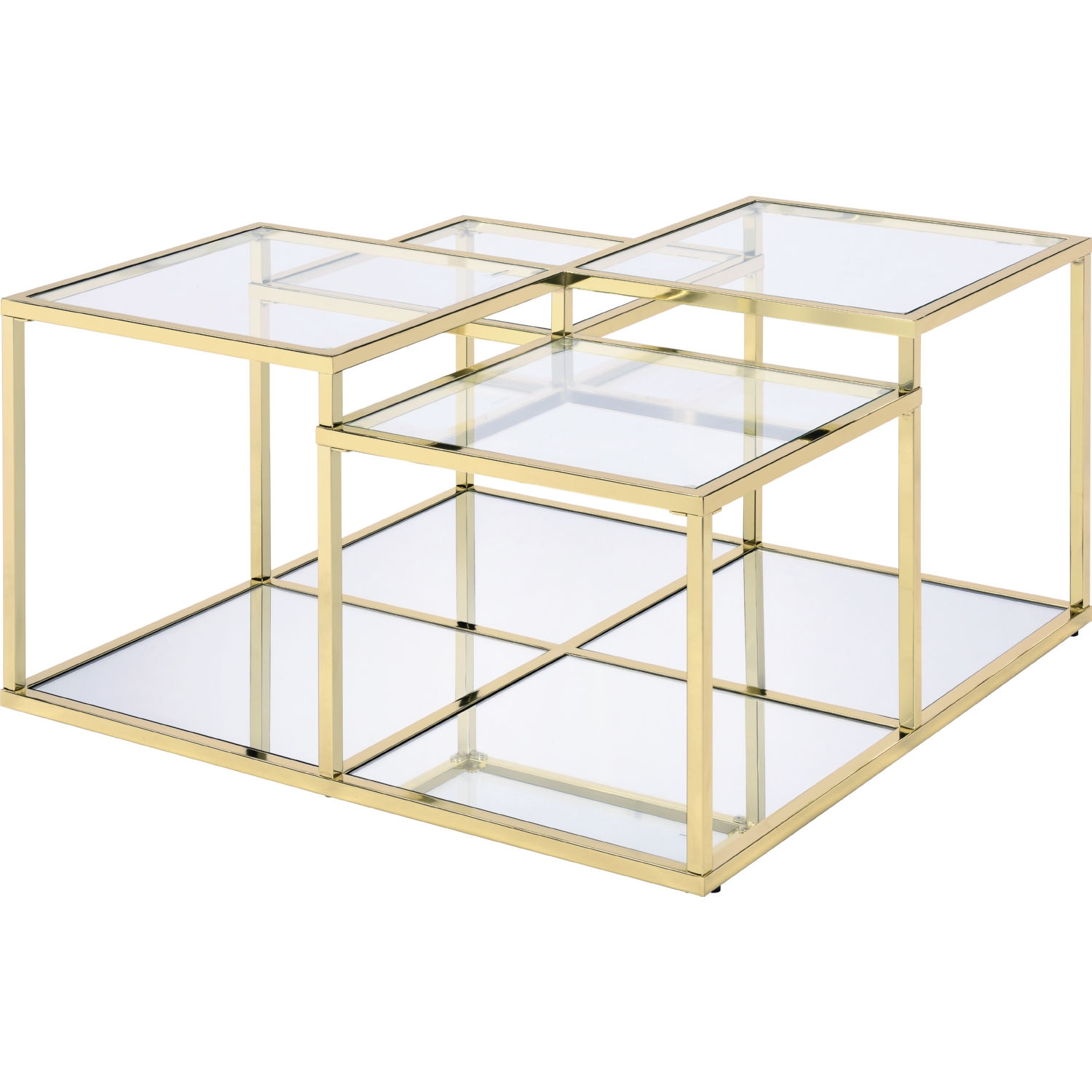 Uchenna Glass/Metal Square Coffee Table Set