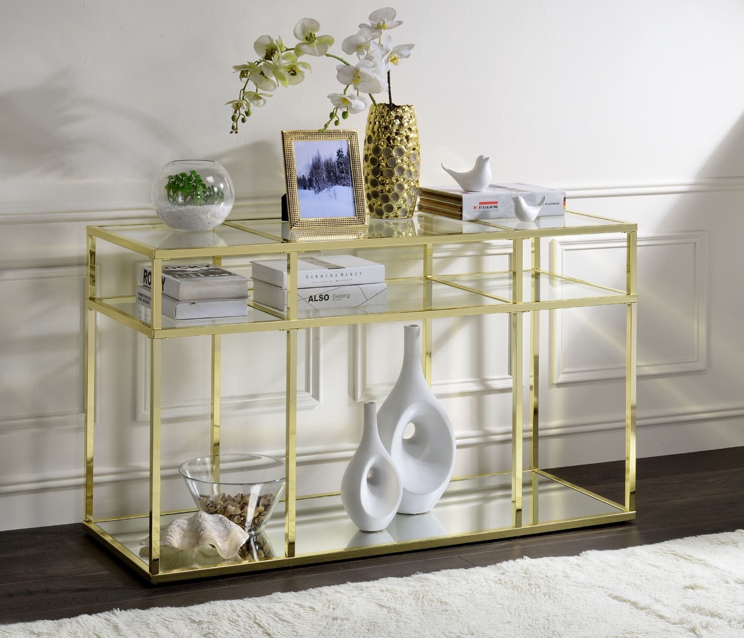 Uchenna Glass/Metal Rectangular Sofa Table
