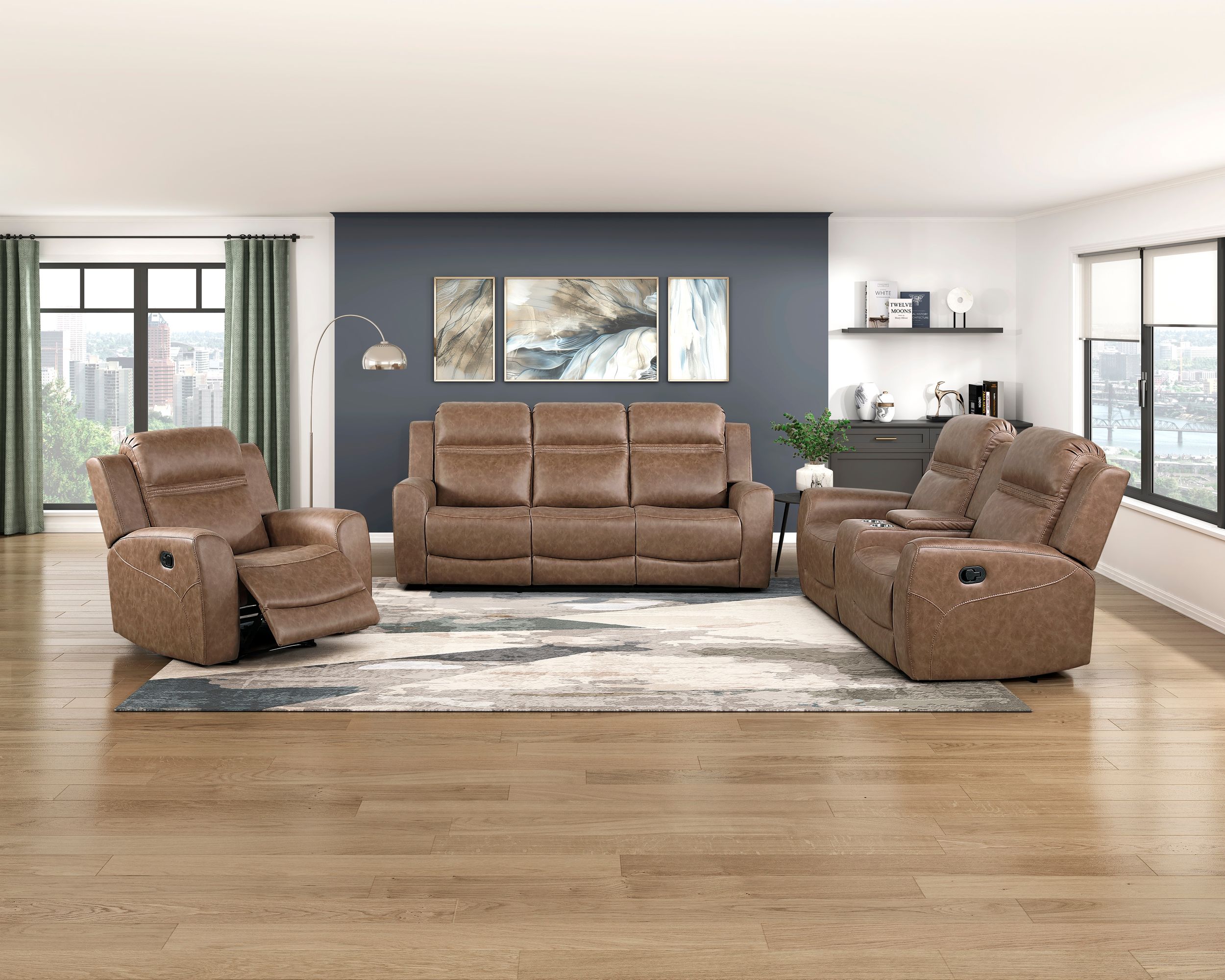 Hearth Microfiber Double Reclining Sofa