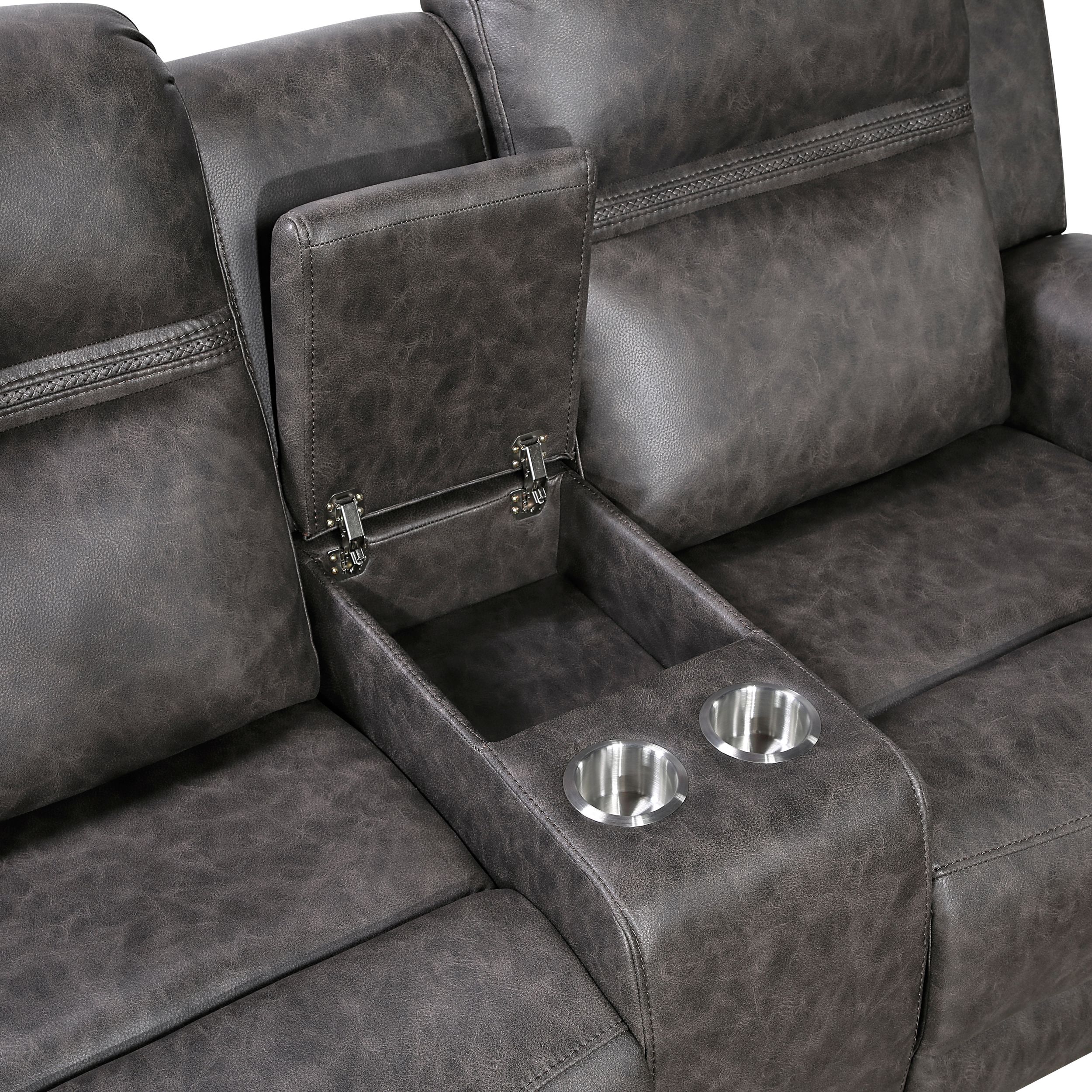 Hearth Microfiber Double Reclining Living Room Set