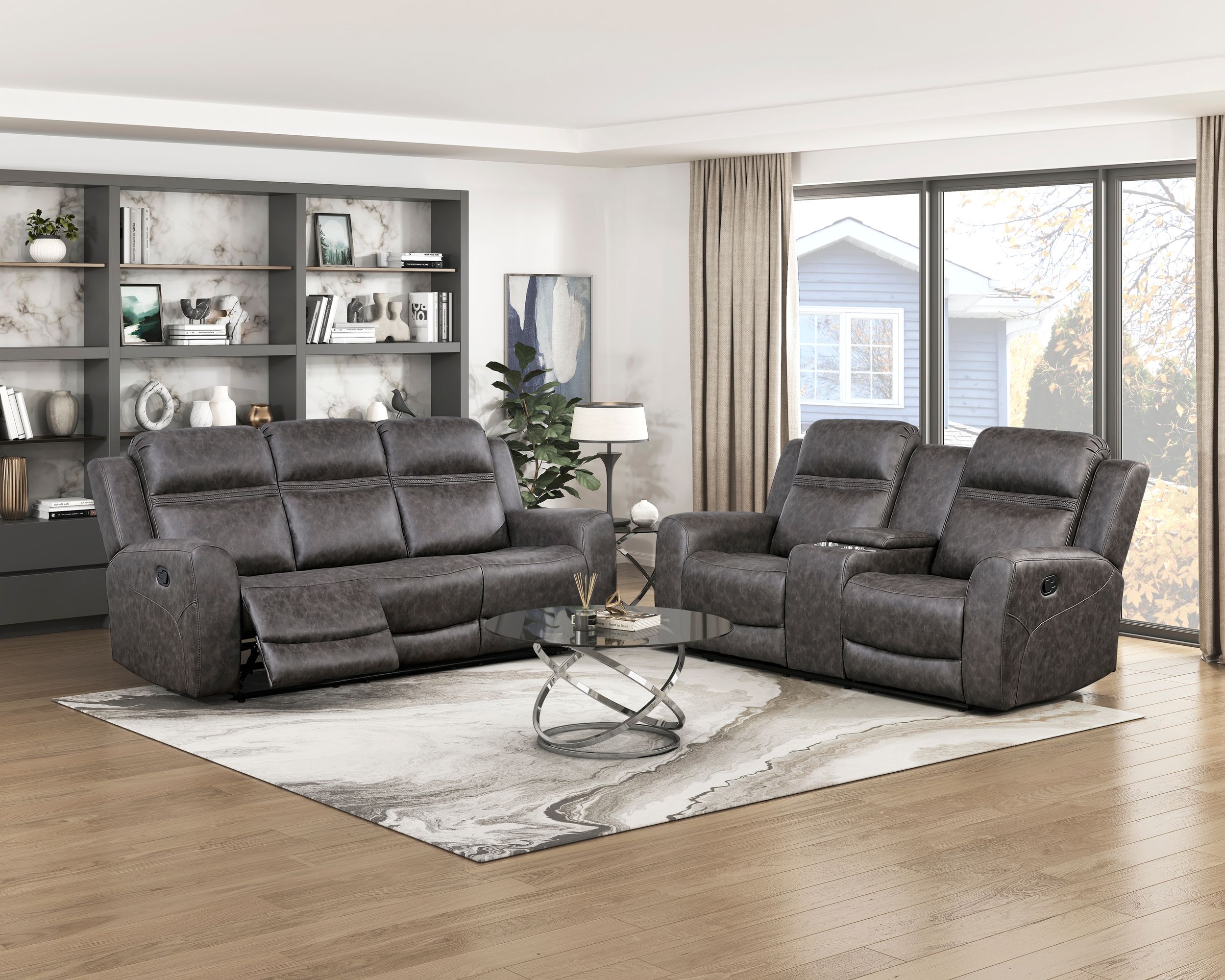 Hearth Microfiber Double Reclining Sofa
