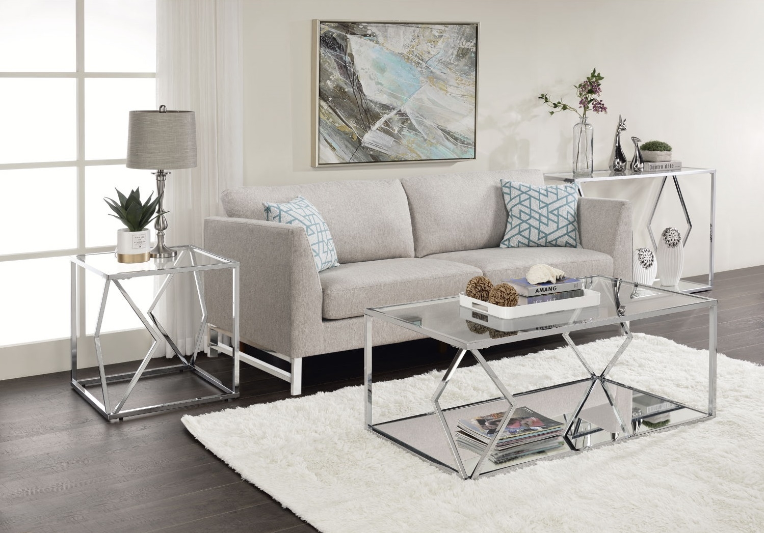 Virtue Glass/Metal Rectangular Coffee Table