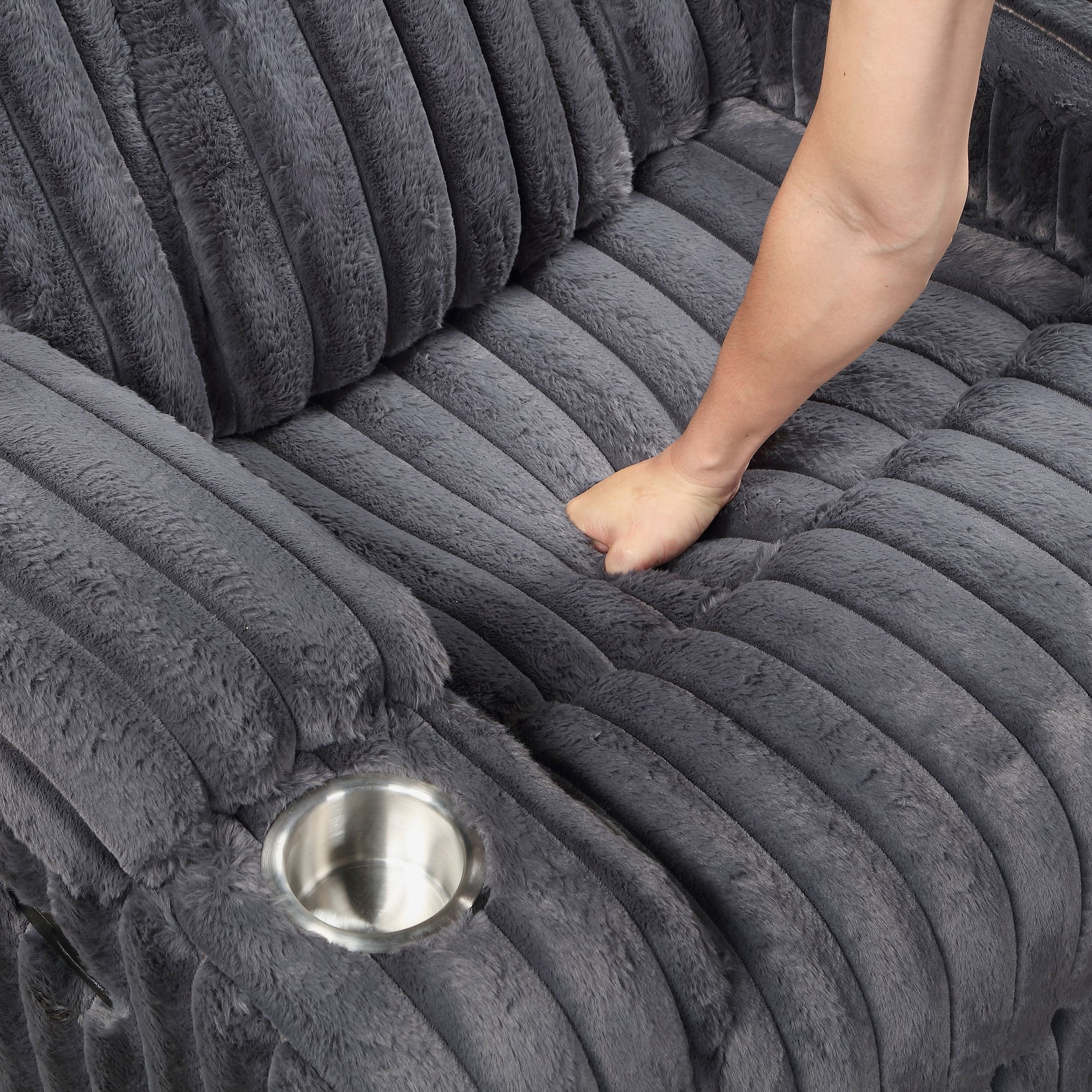 Phyllis Corduroy Reclining Chair with Cup Holders