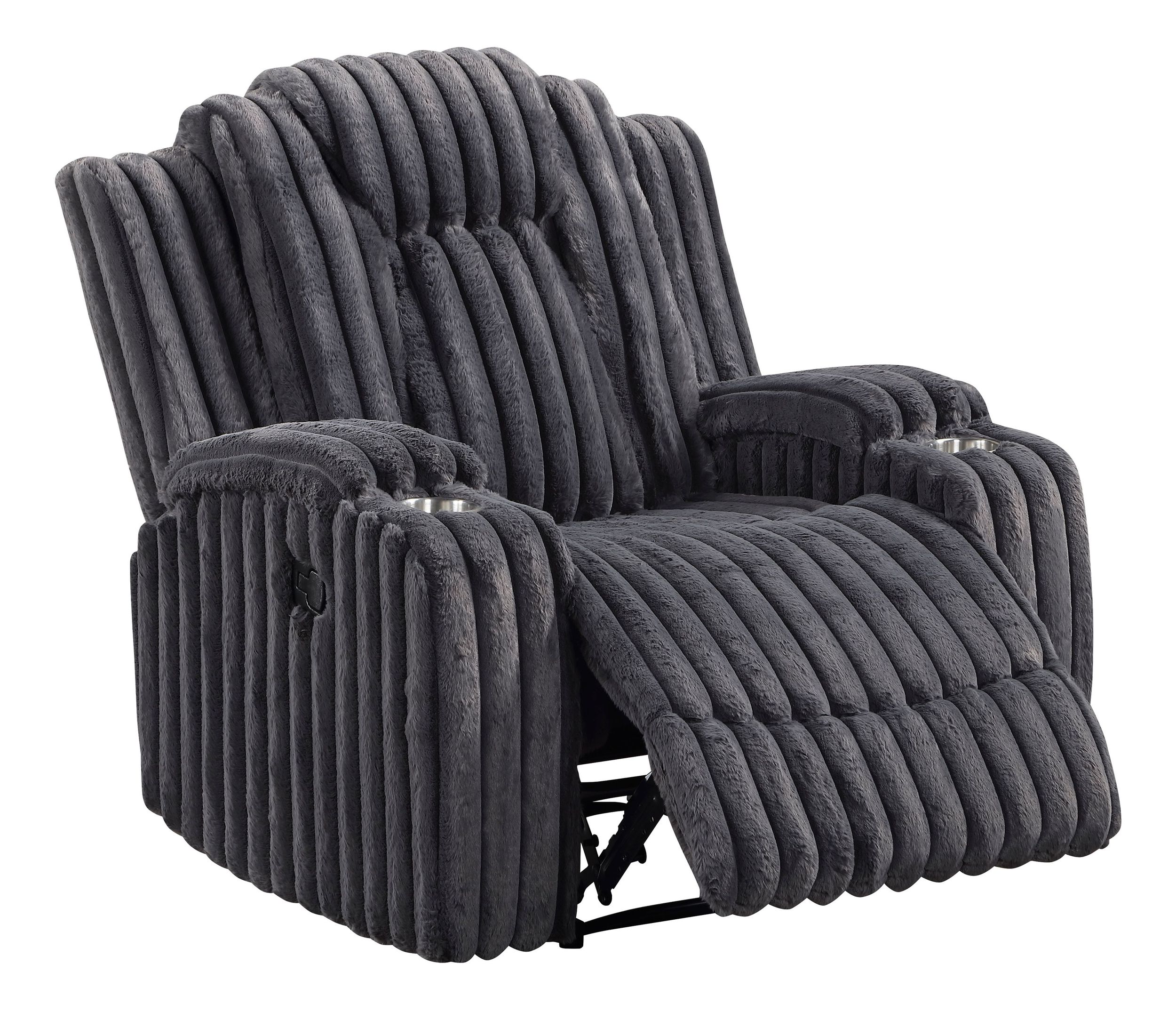 Phyllis Corduroy Reclining Chair with Cup Holders