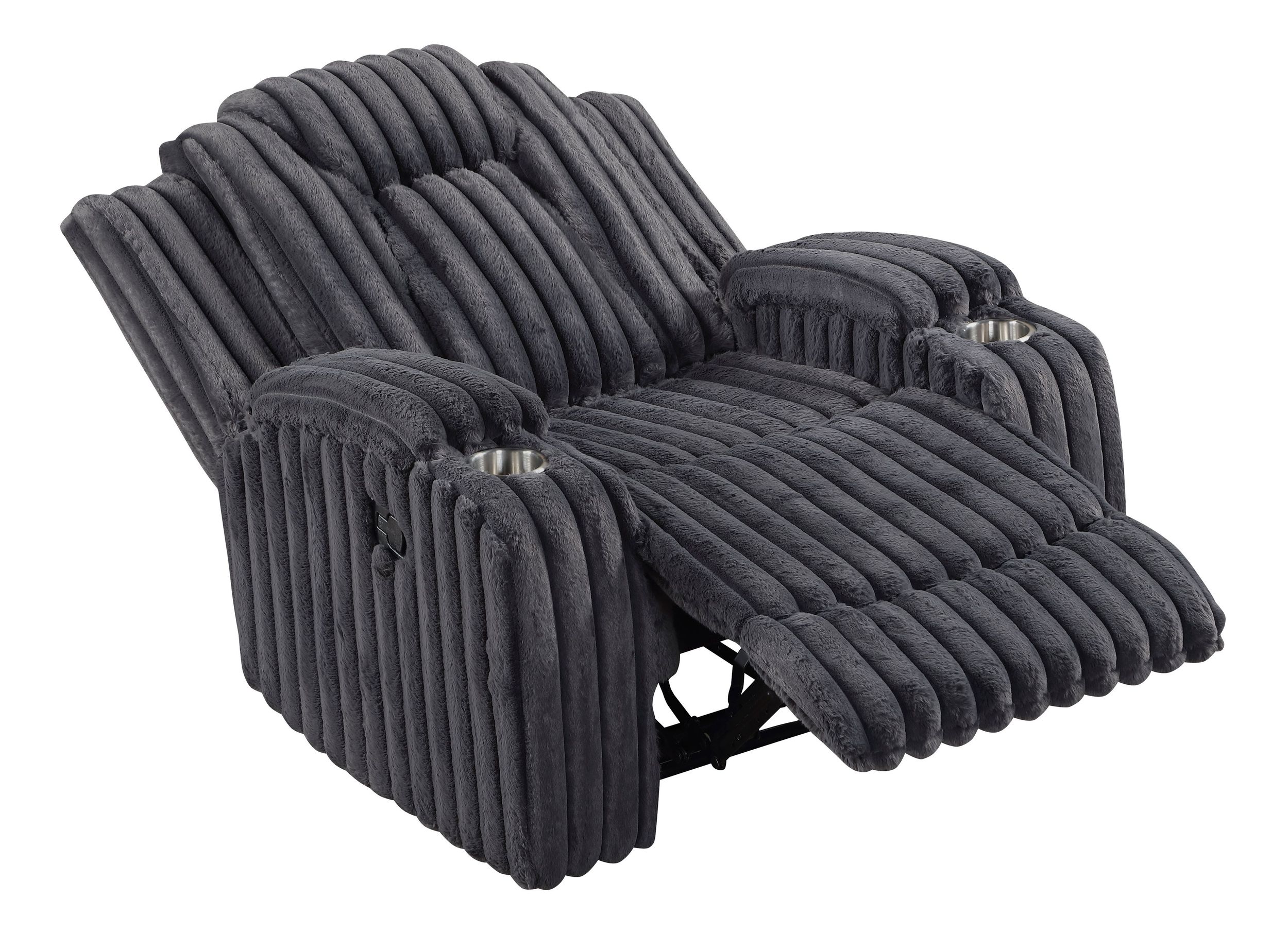 Phyllis Corduroy Reclining Chair with Cup Holders