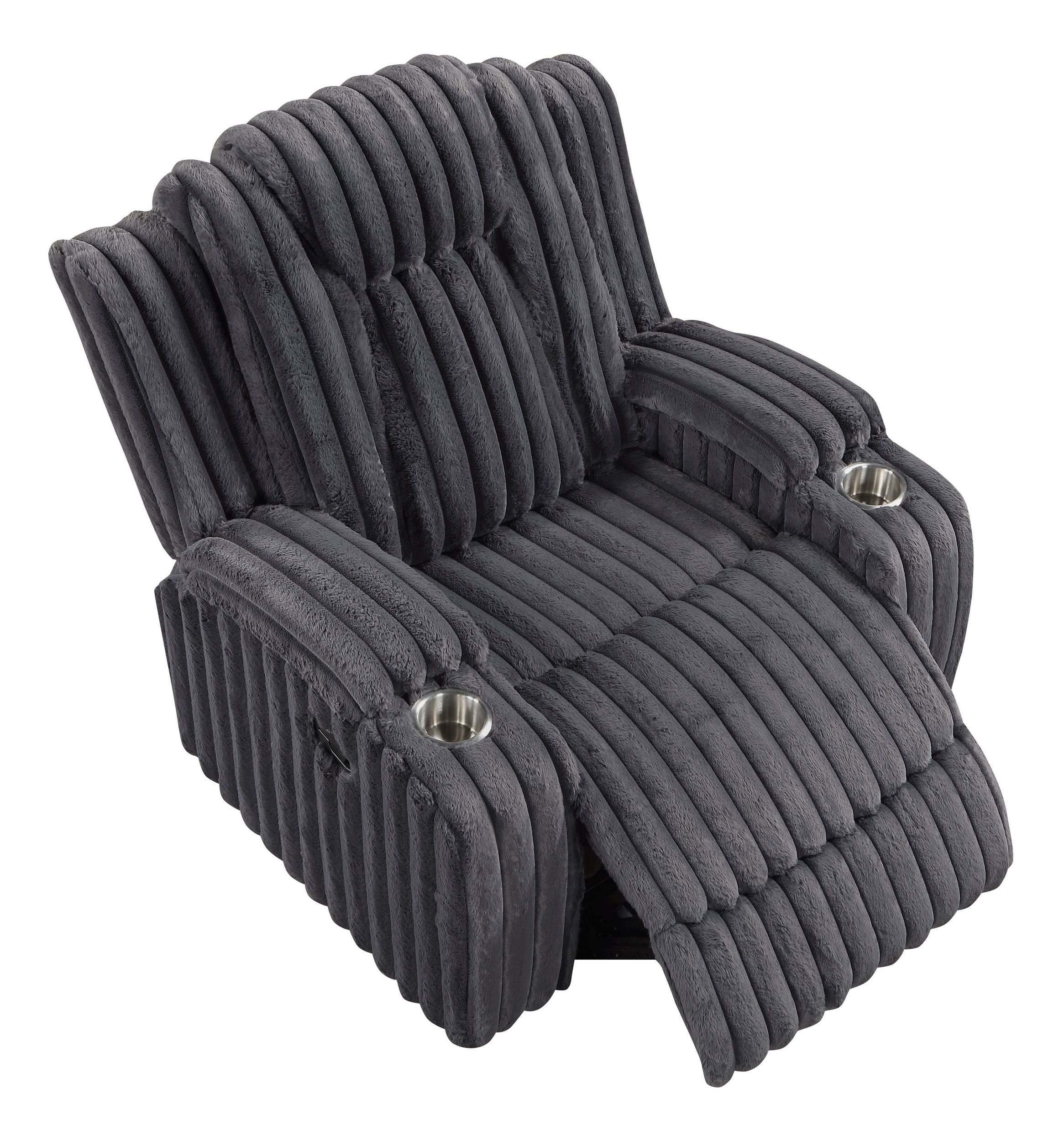 Phyllis Corduroy Reclining Chair with Cup Holders