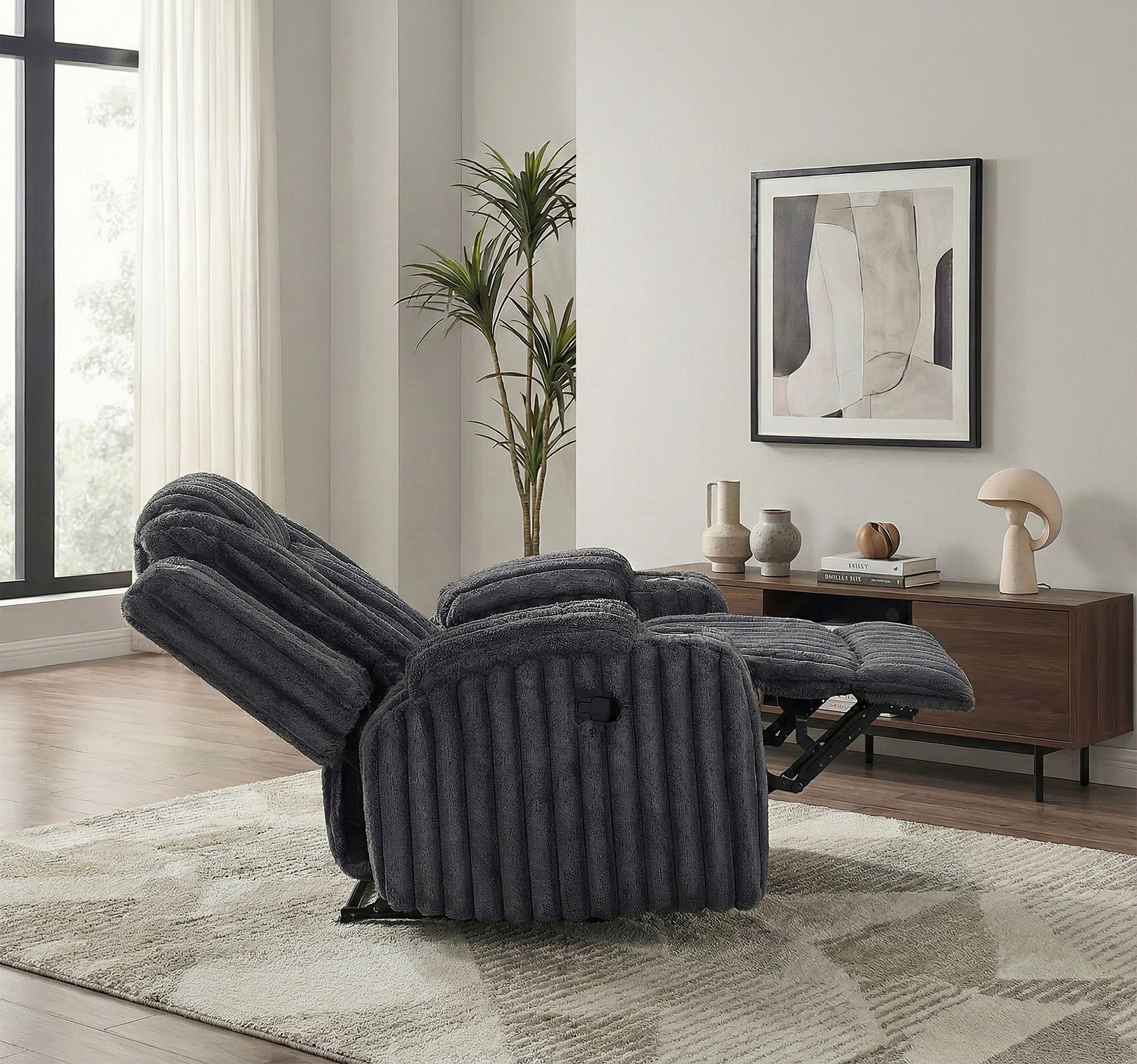 Phyllis Corduroy Reclining Chair with Cup Holders