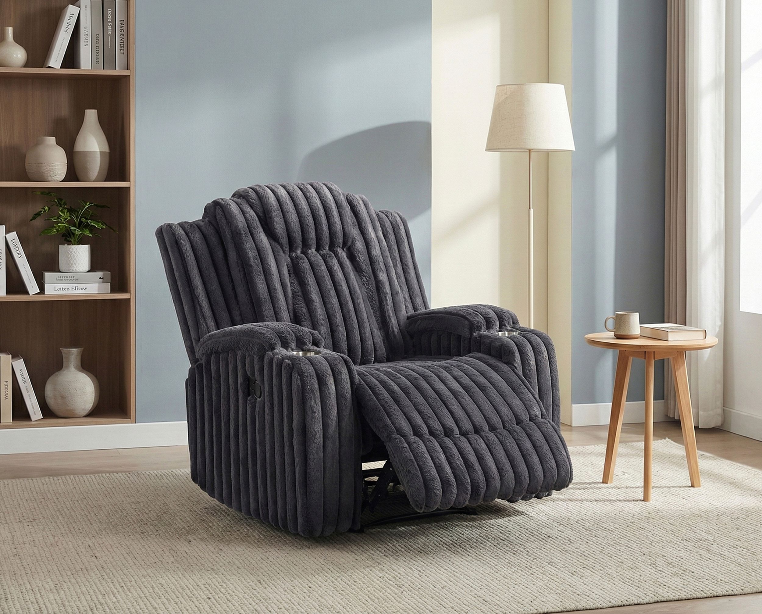 Phyllis Corduroy Reclining Chair with Cup Holders