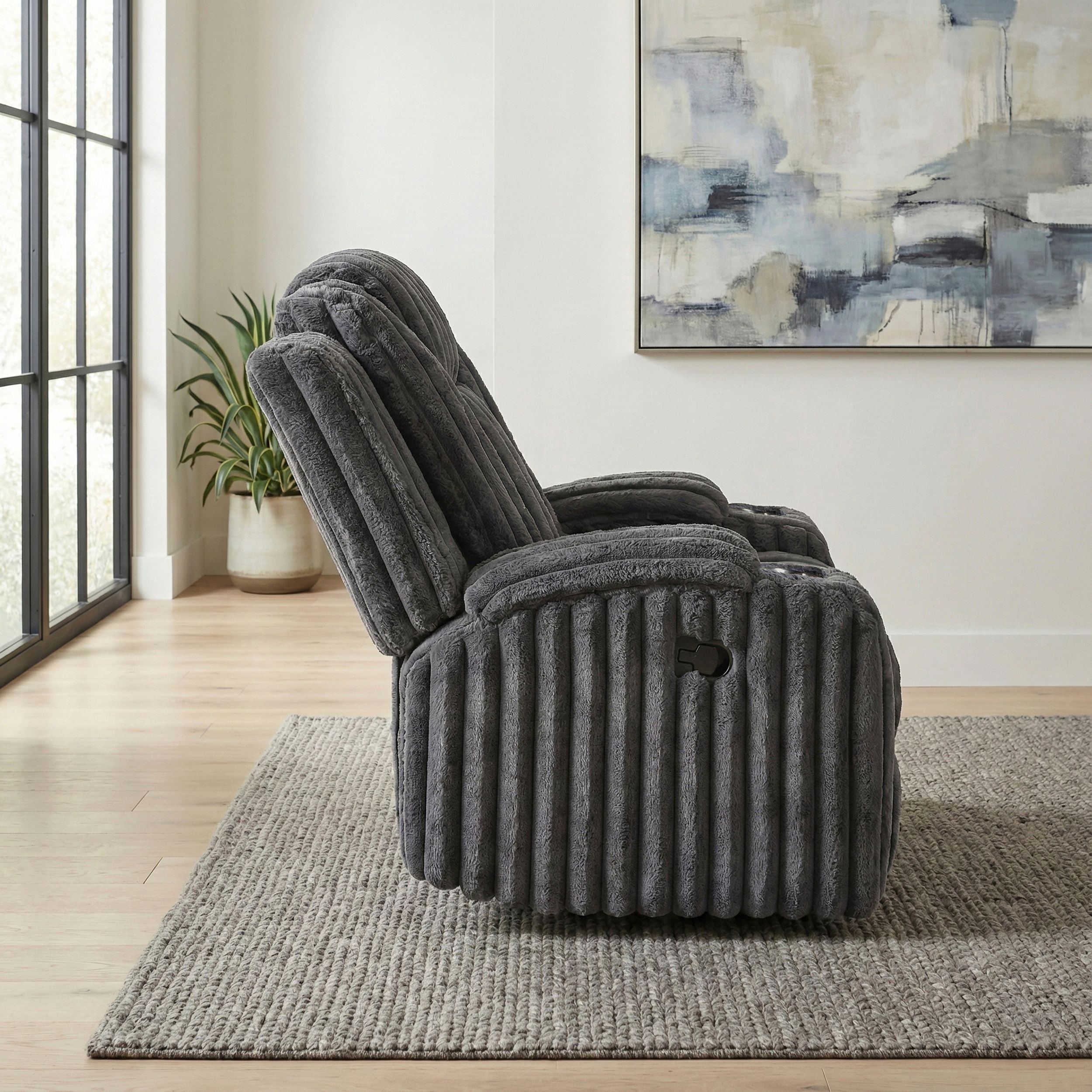 Phyllis Corduroy Reclining Chair with Cup Holders