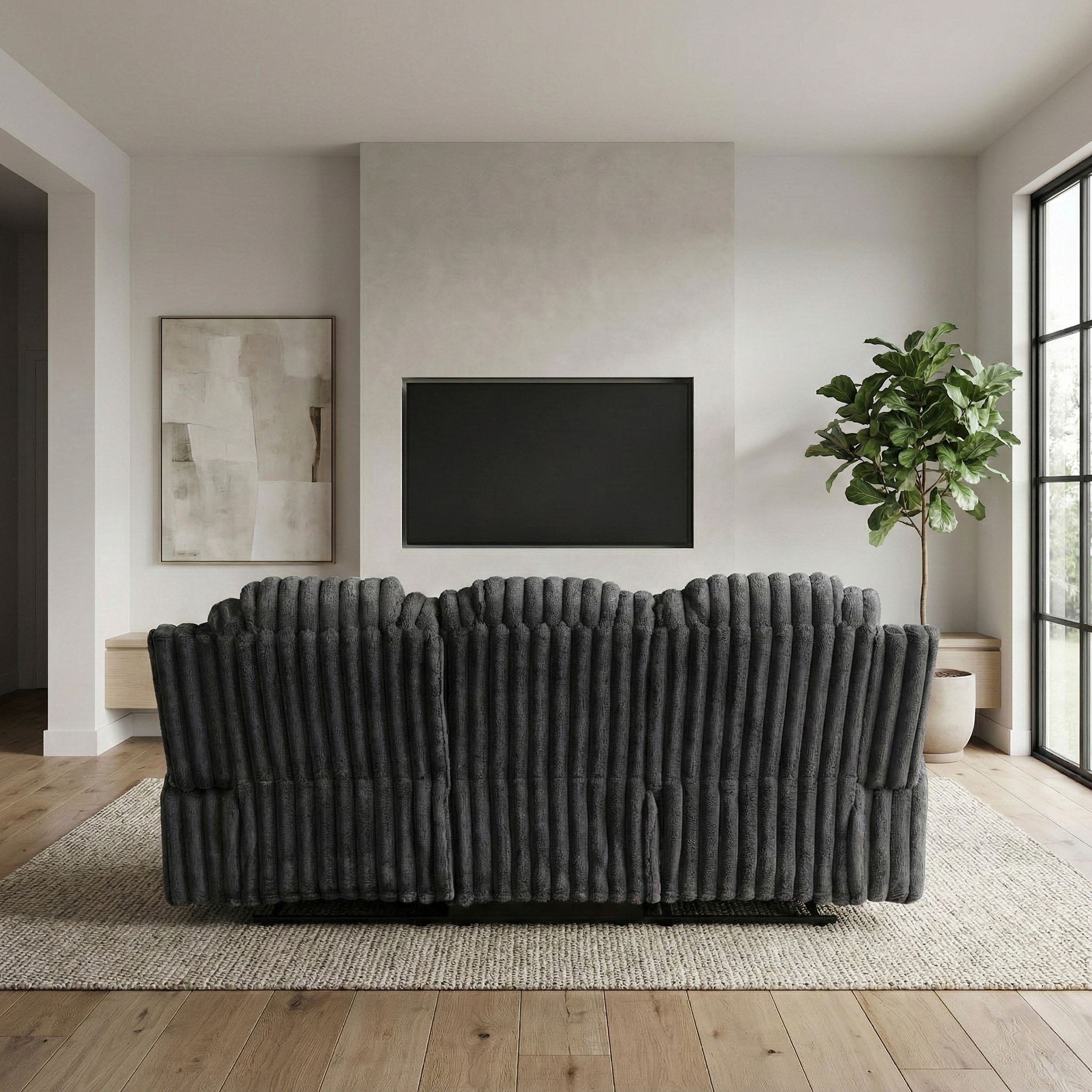 Phyllis Corduroy Double Reclining Sofa with Cup Holders