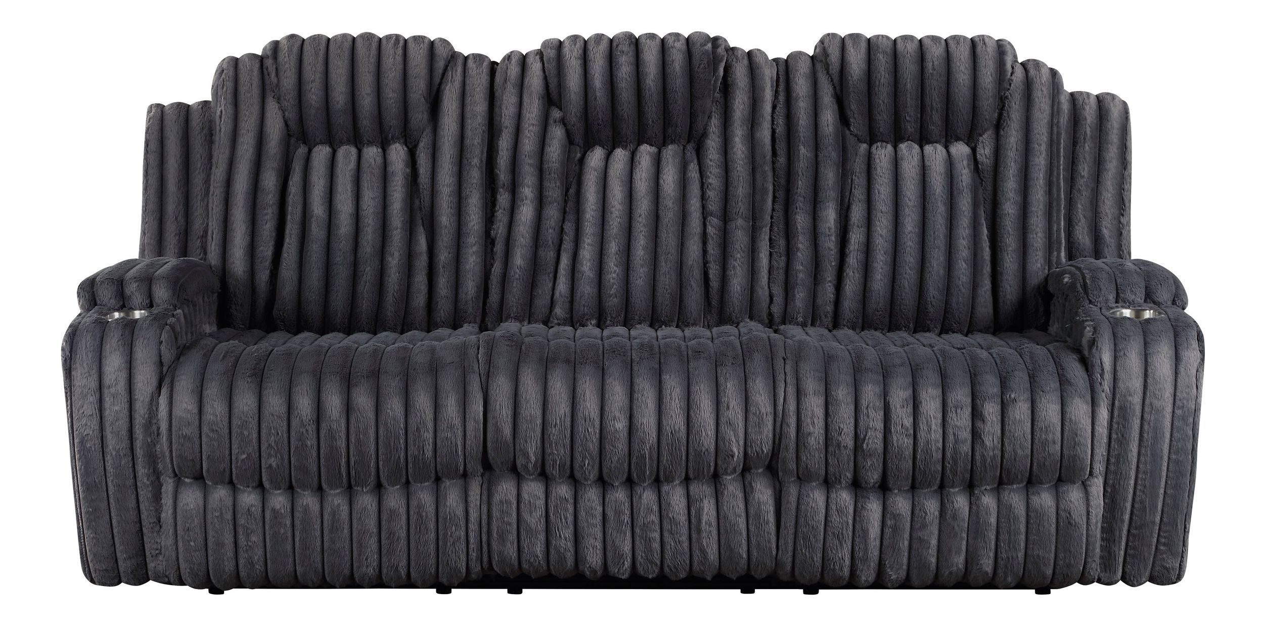 Phyllis Corduroy Double Reclining Sofa with Cup Holders