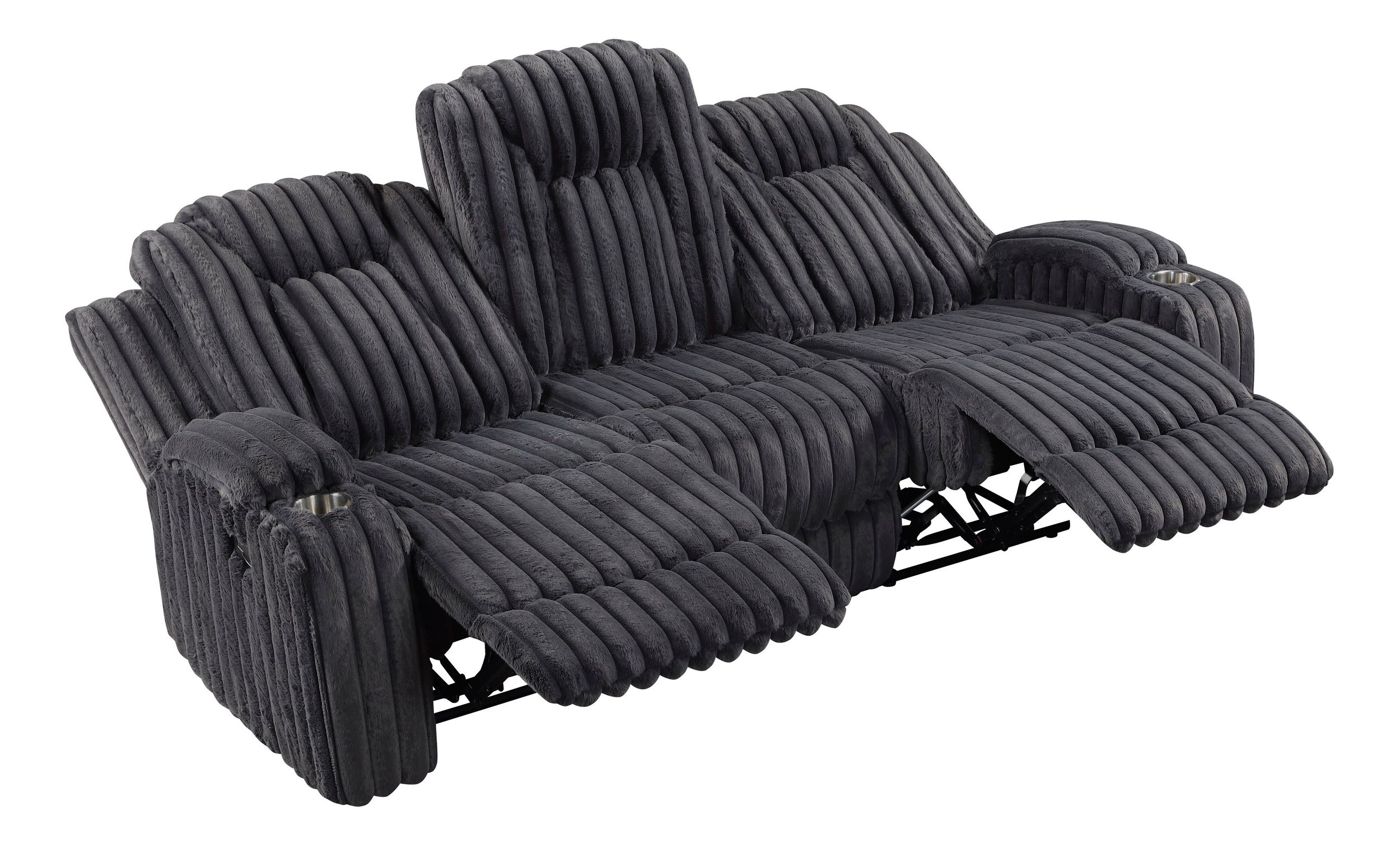 Phyllis Corduroy Double Reclining Sofa with Cup Holders