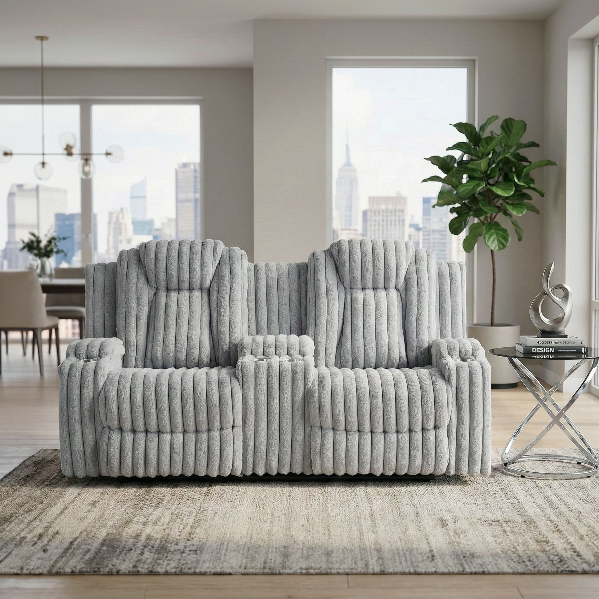 Phyllis Corduroy Double Reclining Living Room Set
