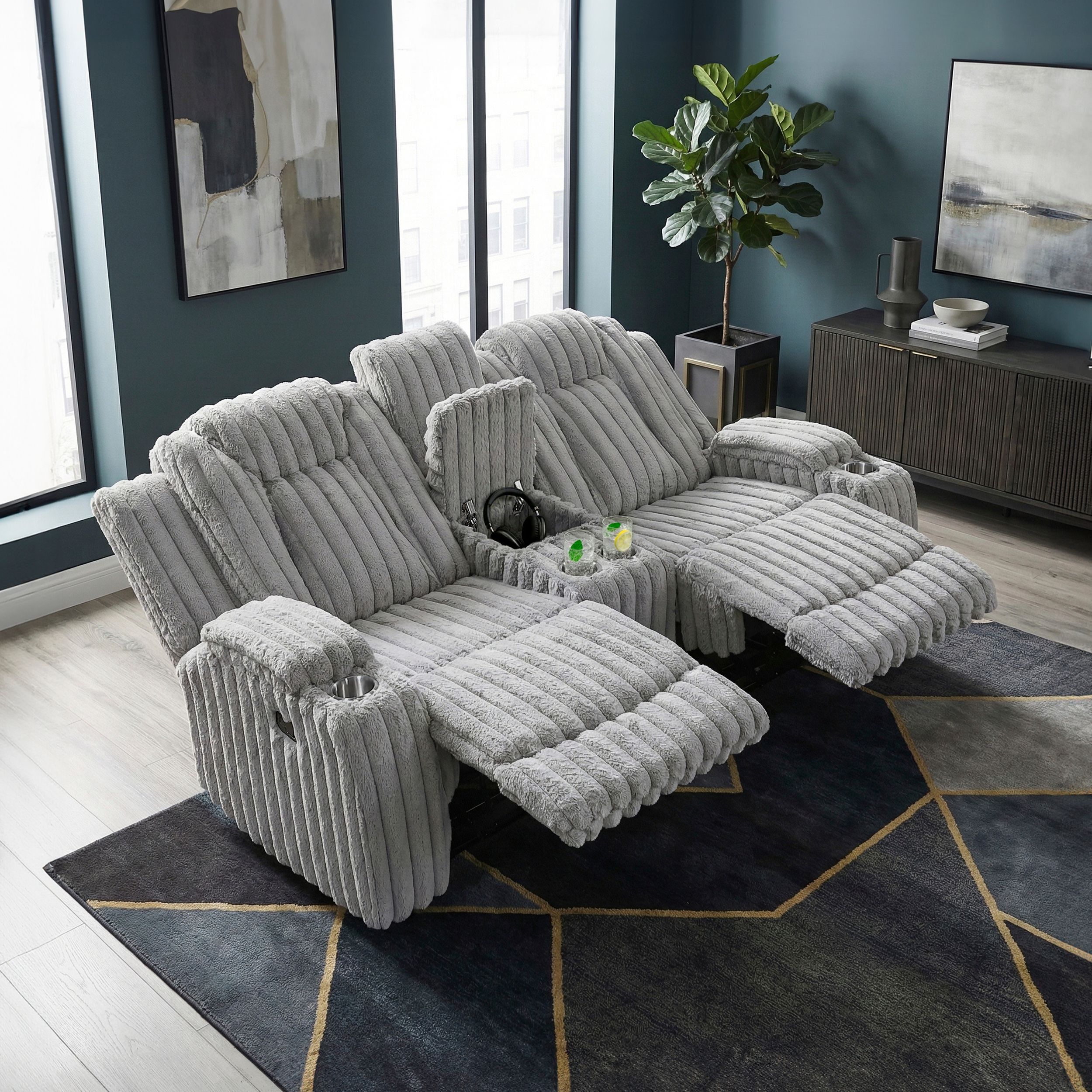 Phyllis Corduroy Double Reclining Living Room Set