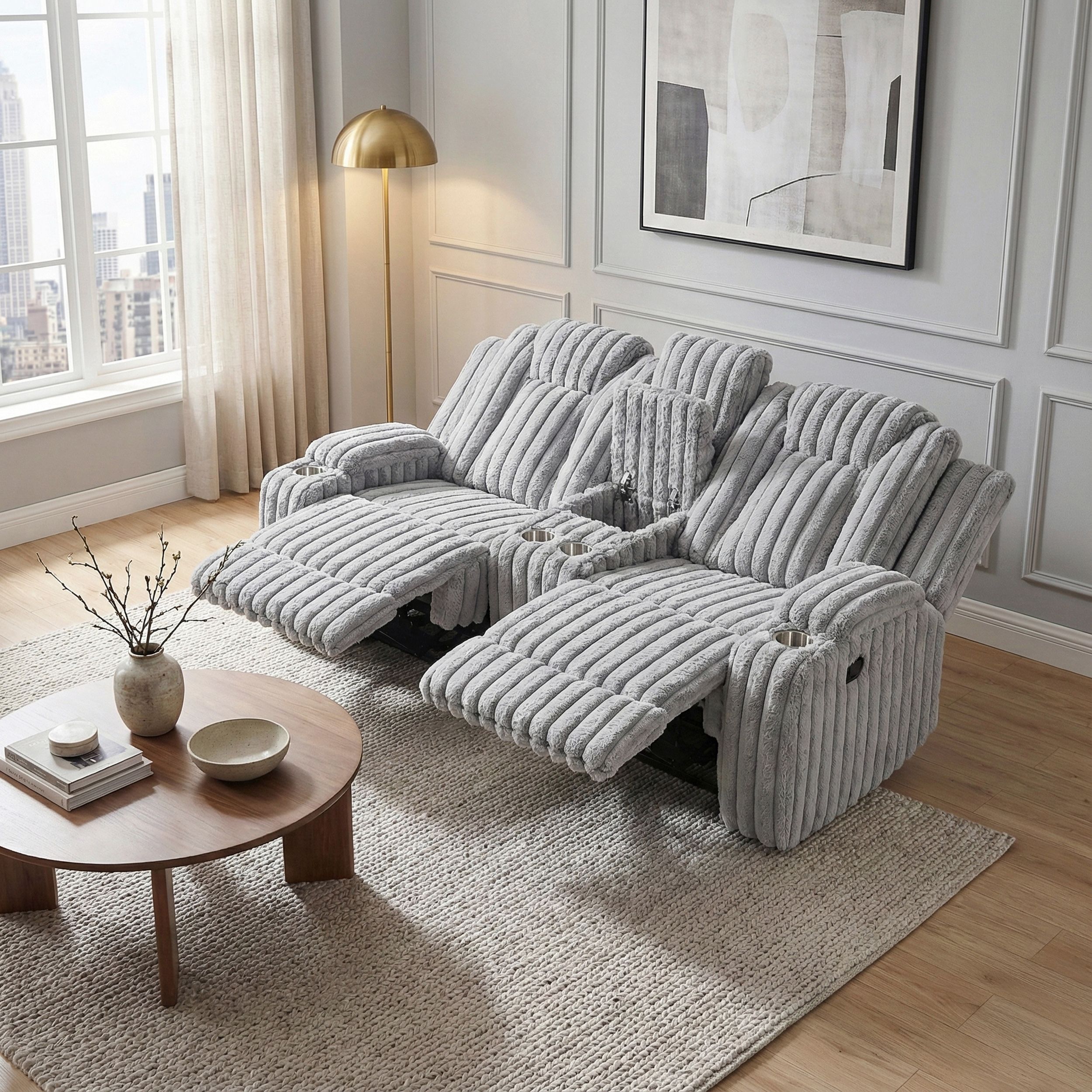 Phyllis Corduroy Double Reclining Living Room Set