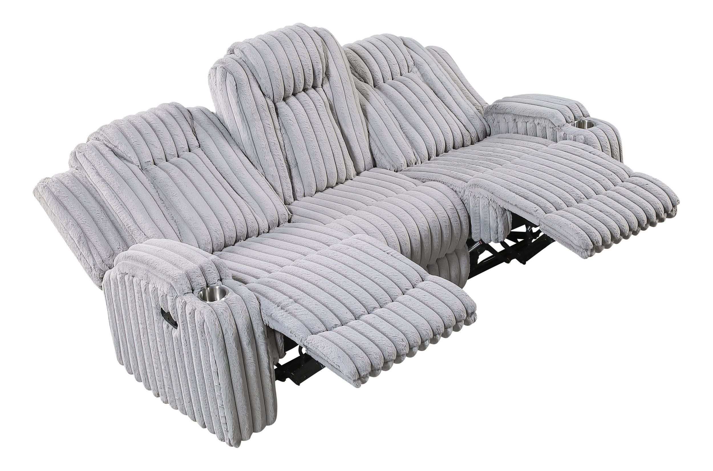 Phyllis Corduroy Double Reclining Sofa with Cup Holders