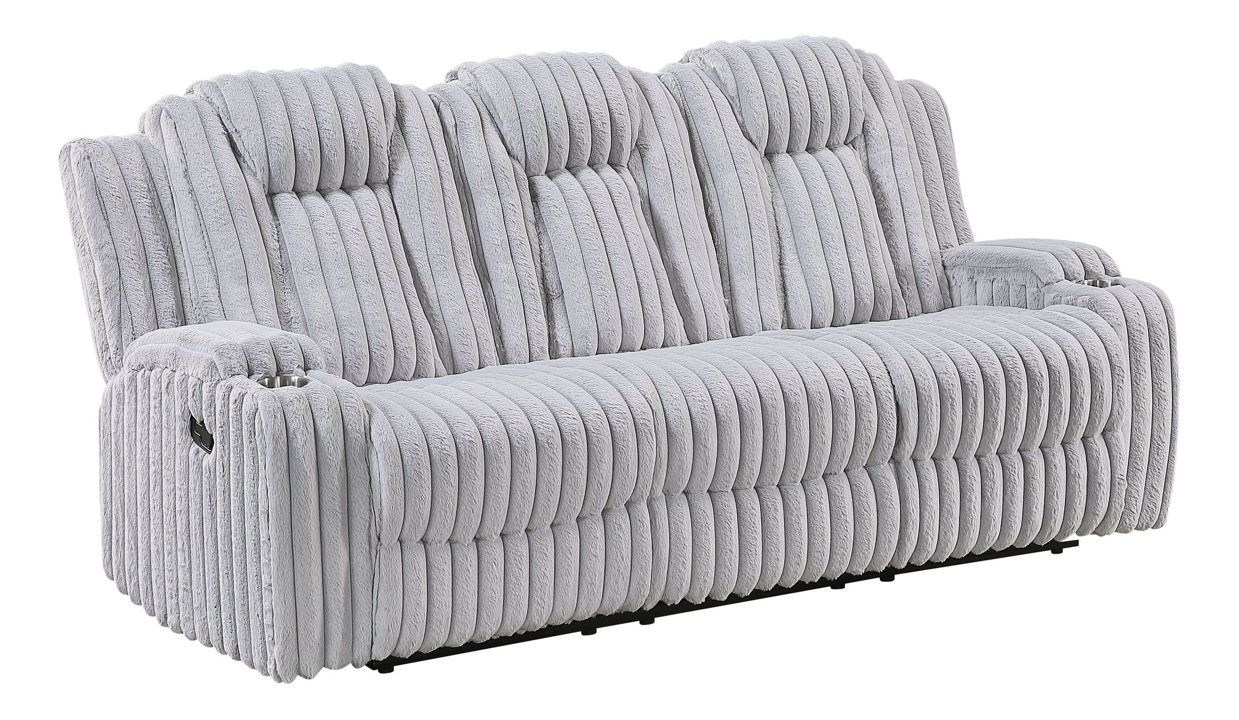 Phyllis Corduroy Double Reclining Sofa with Cup Holders
