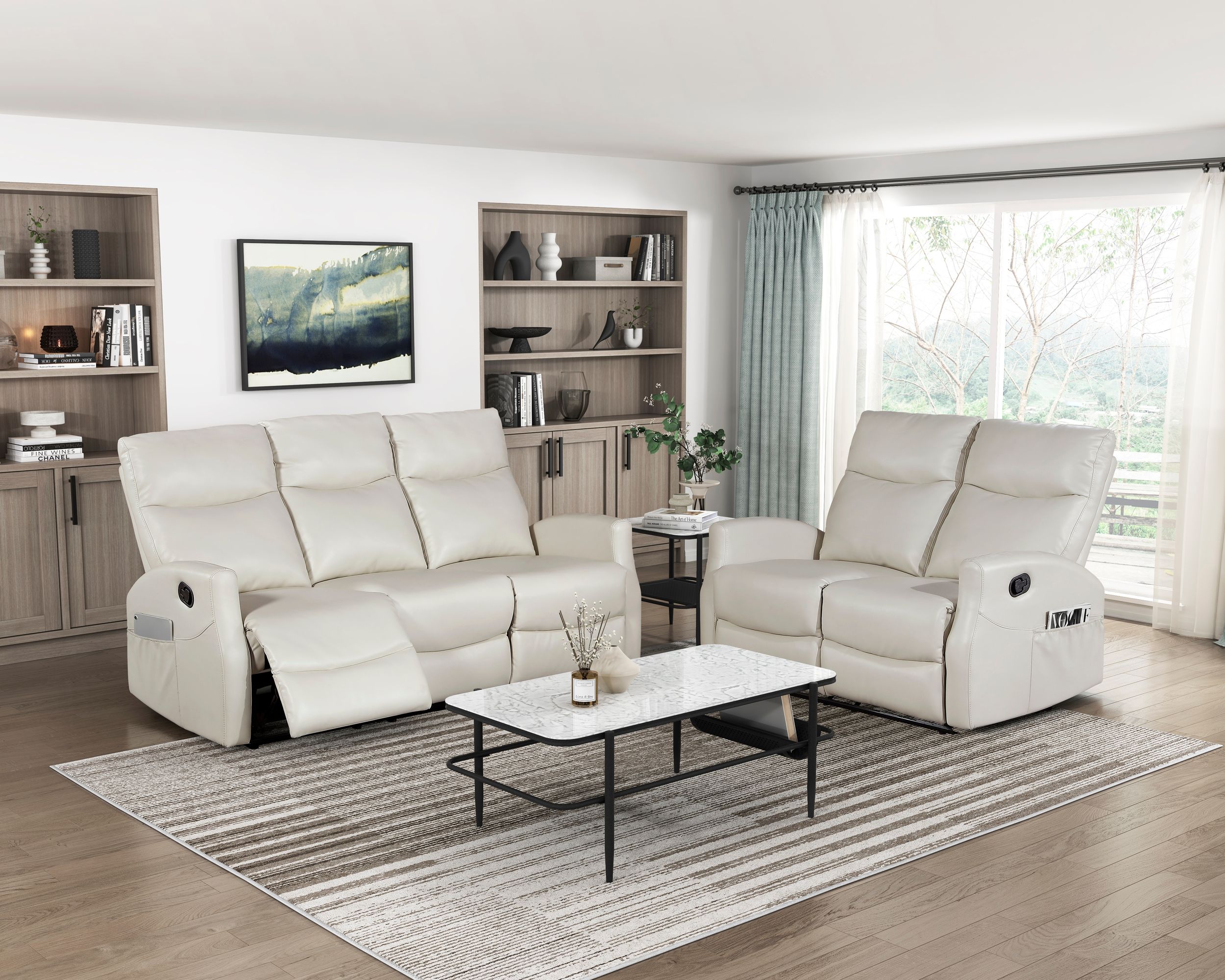 Heisley Faux Leather Double Reclining Sofa