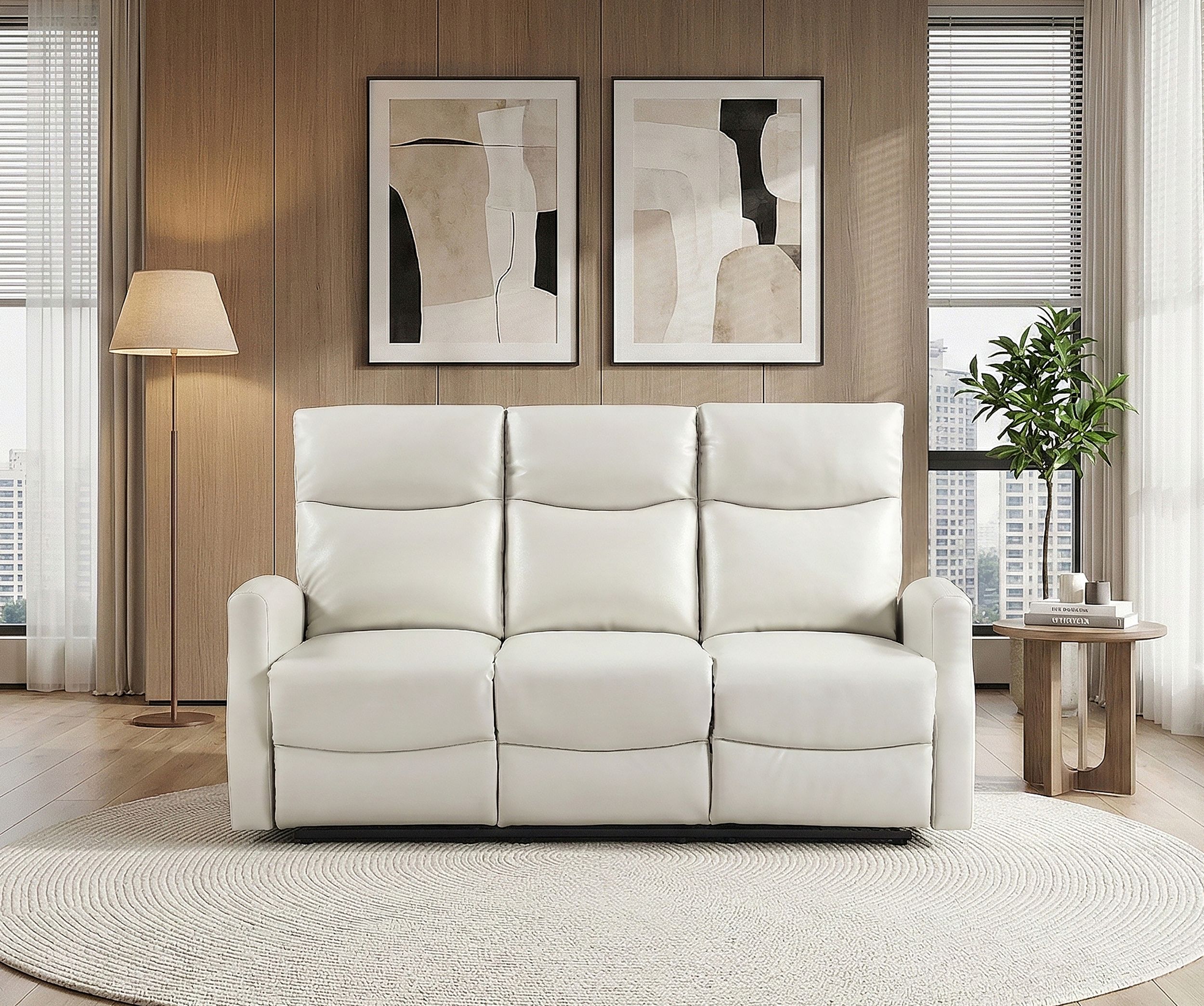 Heisley Faux Leather Double Reclining Sofa