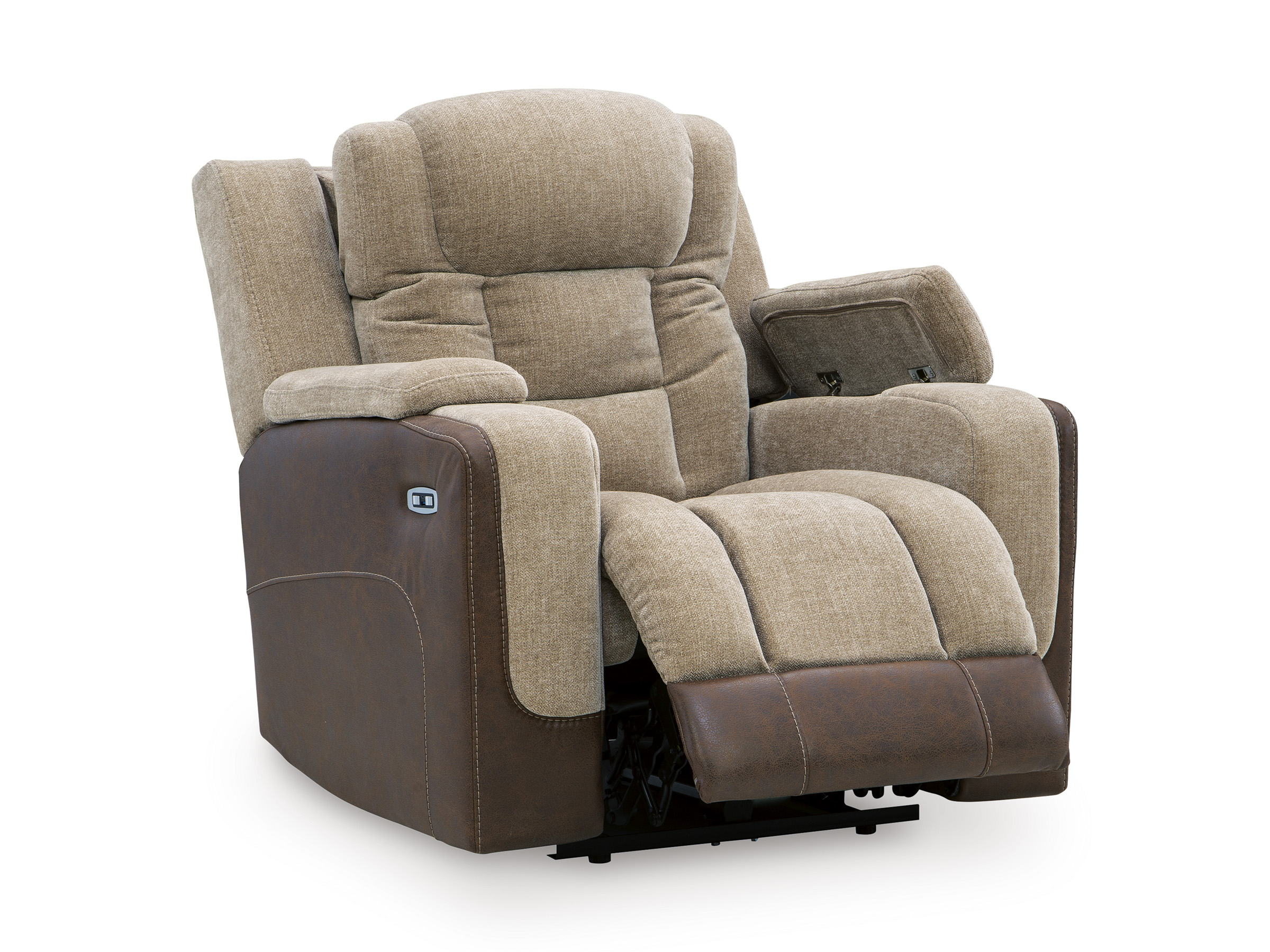Mixed Motion Faux Leather/Polyester Power Reclining Living Room Set with Adjustable Headrest
