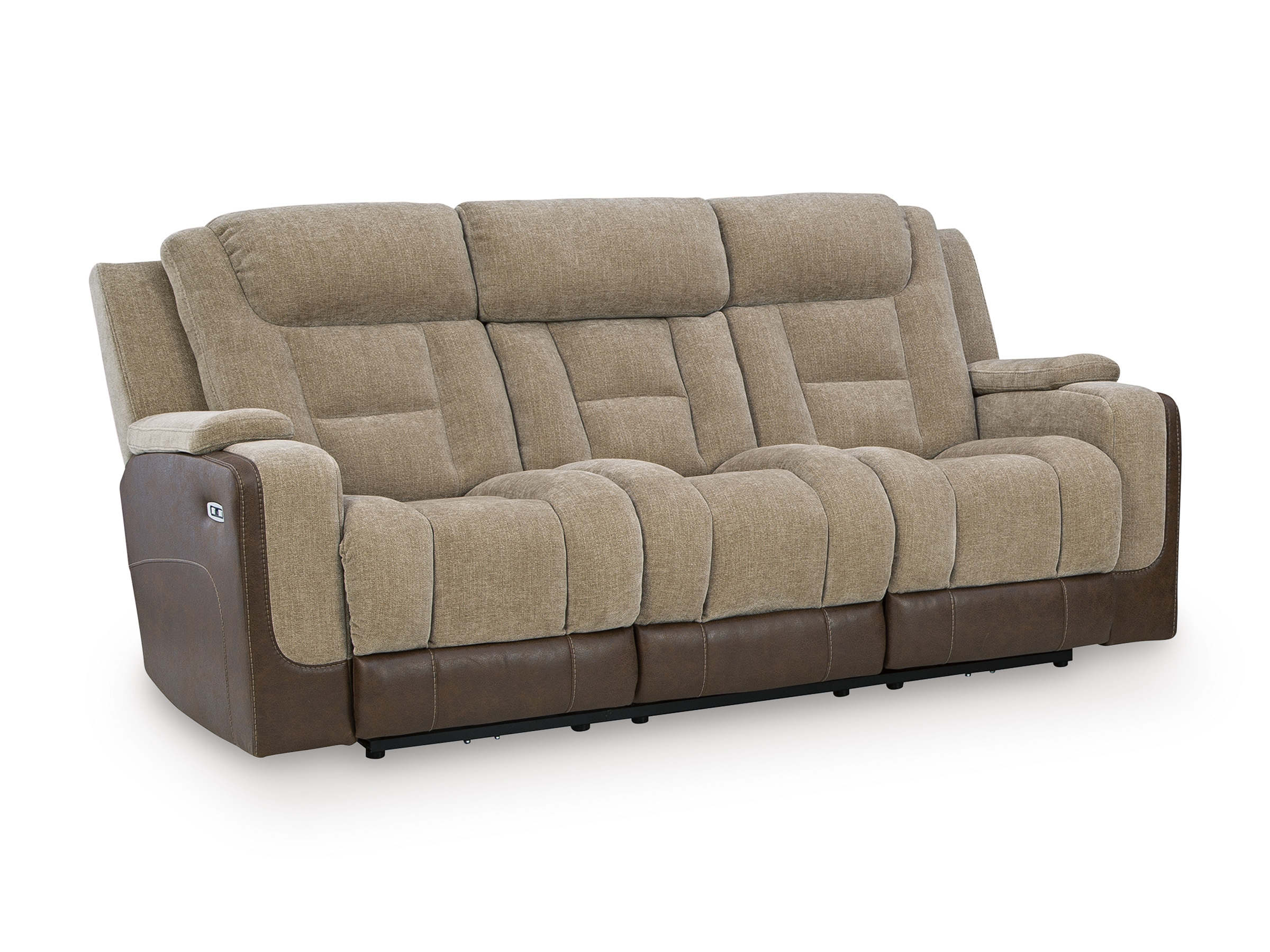 Mixed Motion Faux Leather/Polyester Power Reclining Living Room Set with Adjustable Headrest