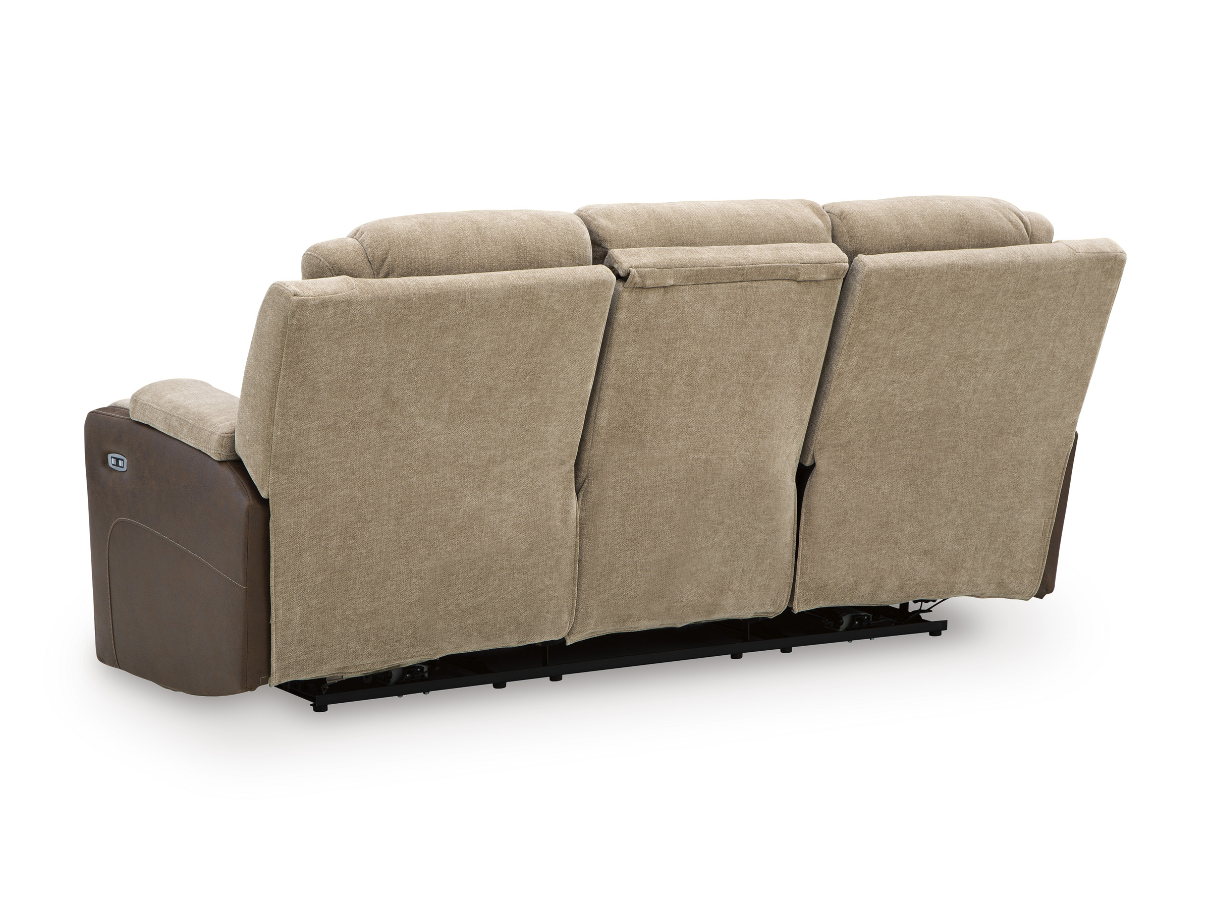 Mixed Motion Faux Leather/Polyester Power Reclining Living Room Set with Adjustable Headrest