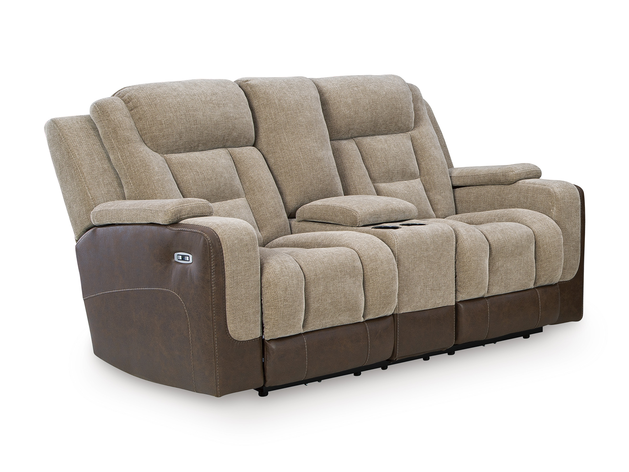 Mixed Motion Faux Leather/Polyester Power Reclining Living Room Set with Adjustable Headrest