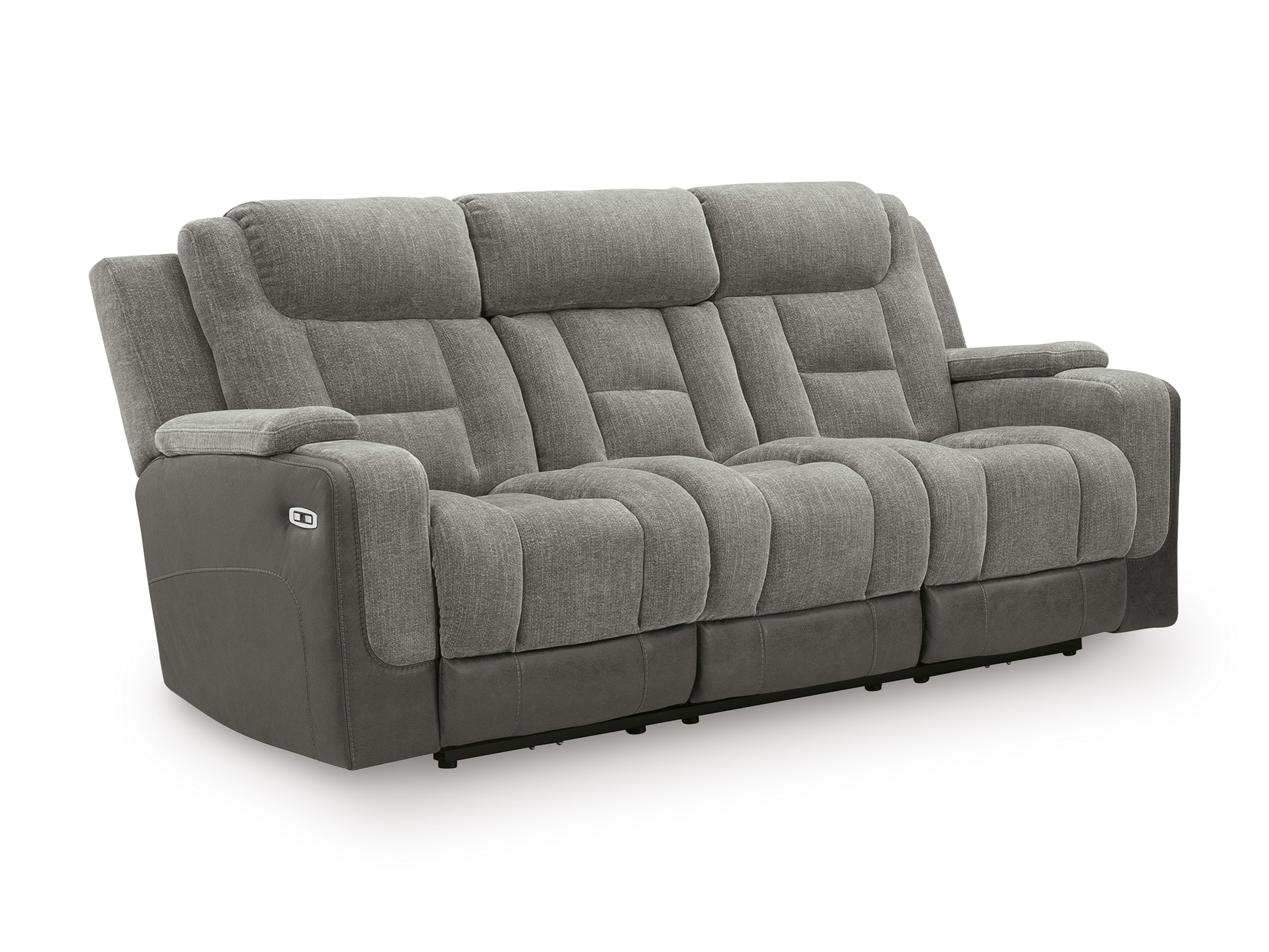 Mixed Motion Faux Leather/Polyester Power Reclining Sofa with Adjustable Headrest