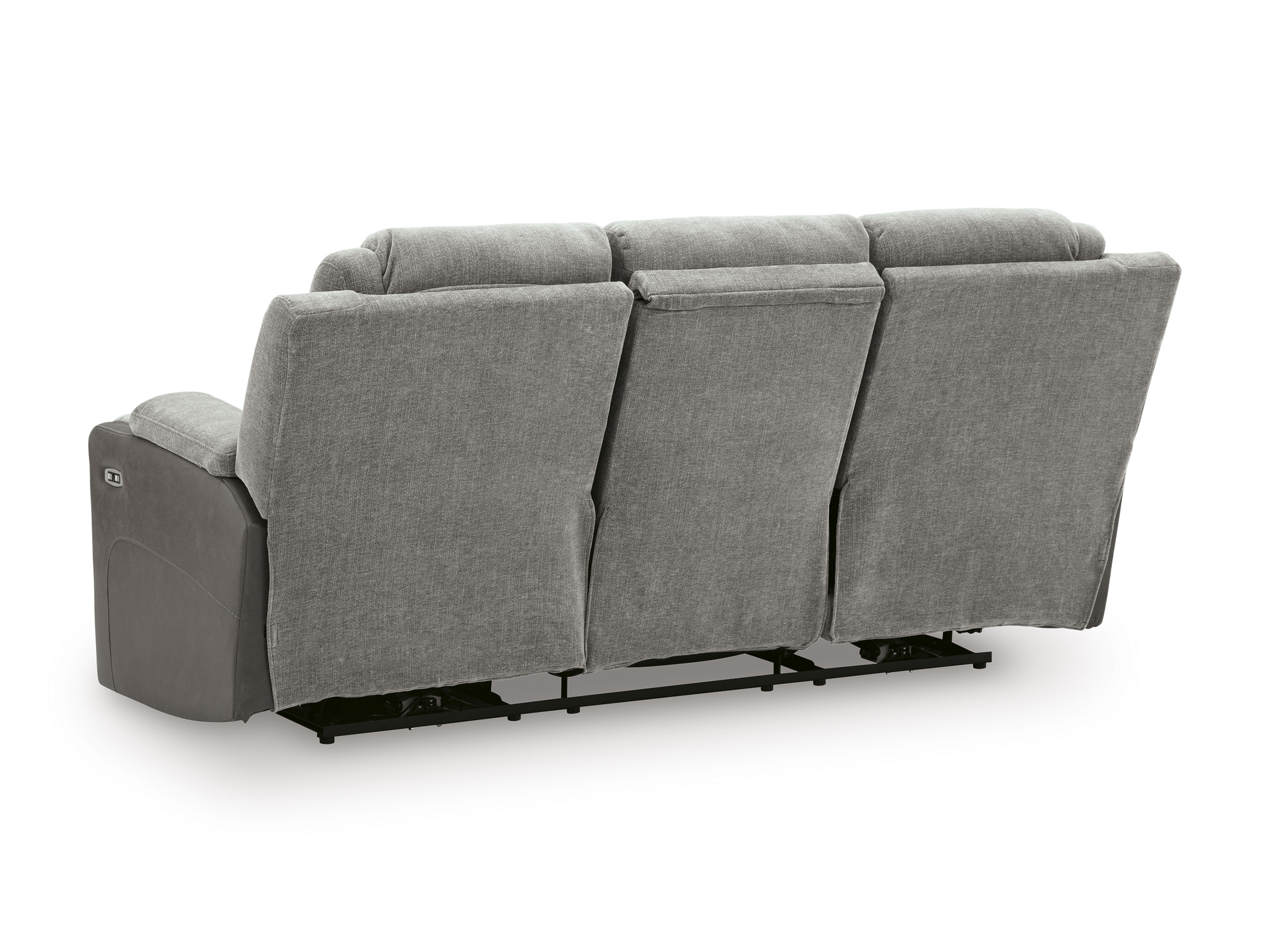 Mixed Motion Faux Leather/Polyester Power Reclining Living Room Set with Adjustable Headrest