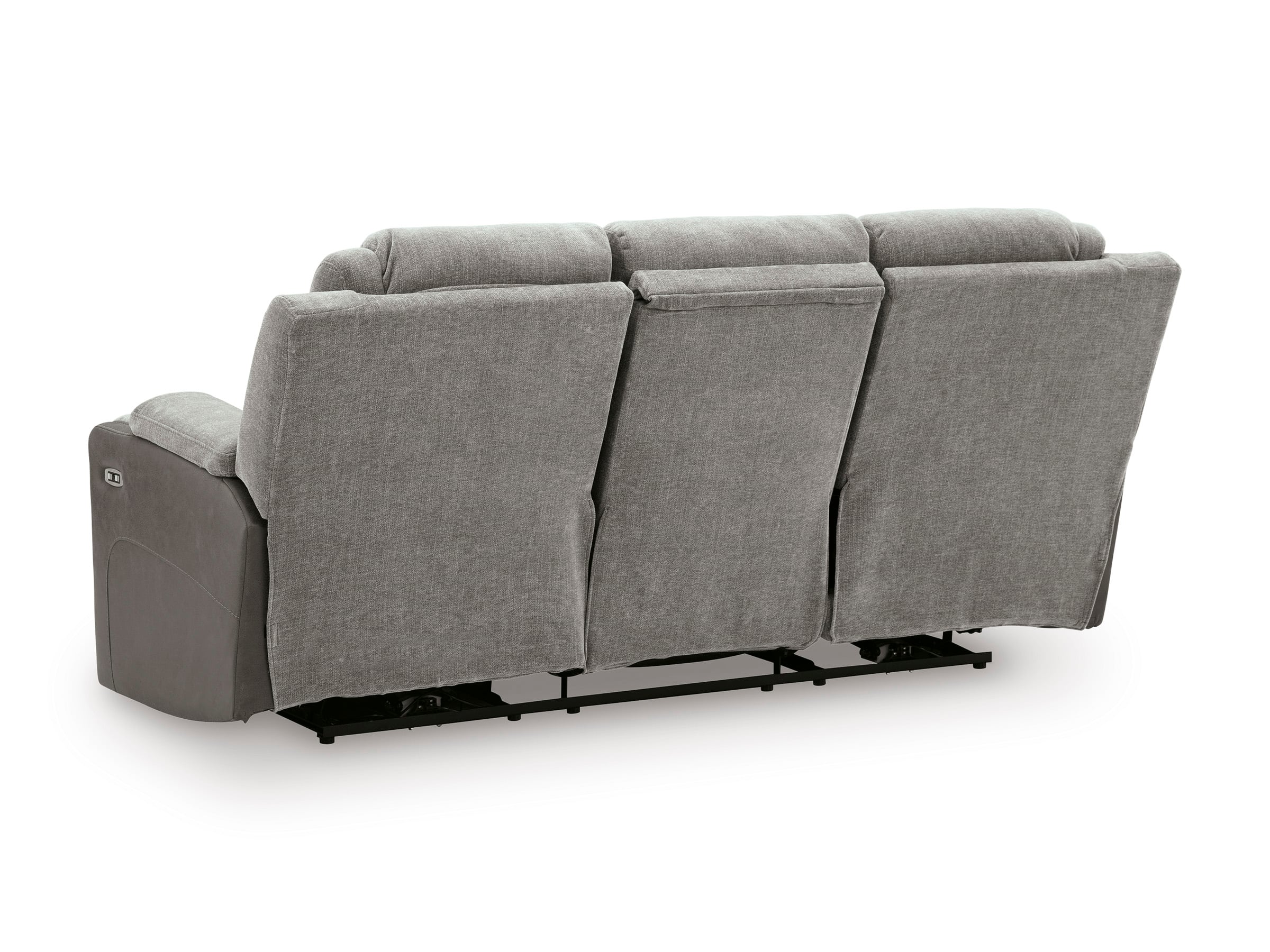 Mixed Motion Faux Leather/Polyester Power Reclining Sofa with Adjustable Headrest