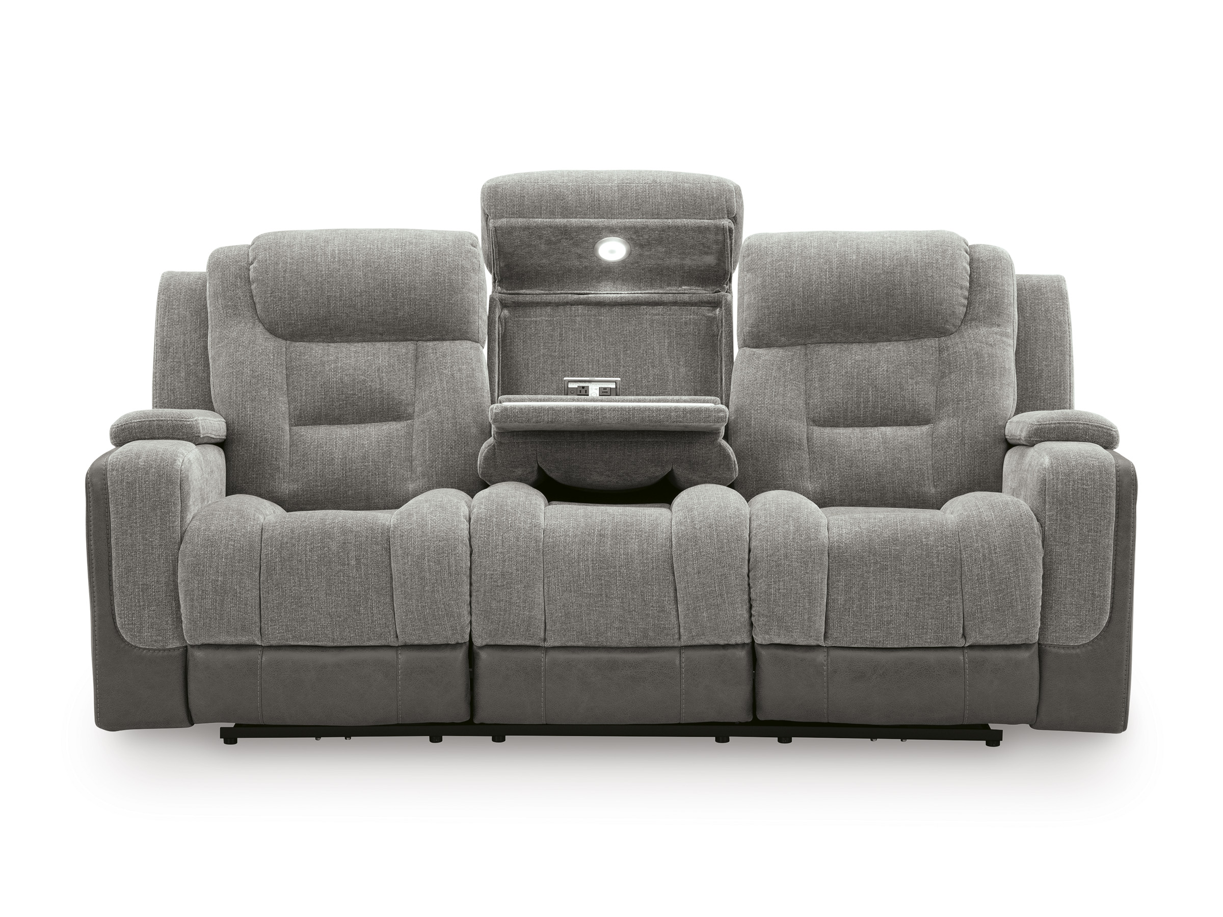 Mixed Motion Faux Leather/Polyester Power Reclining Living Room Set with Adjustable Headrest