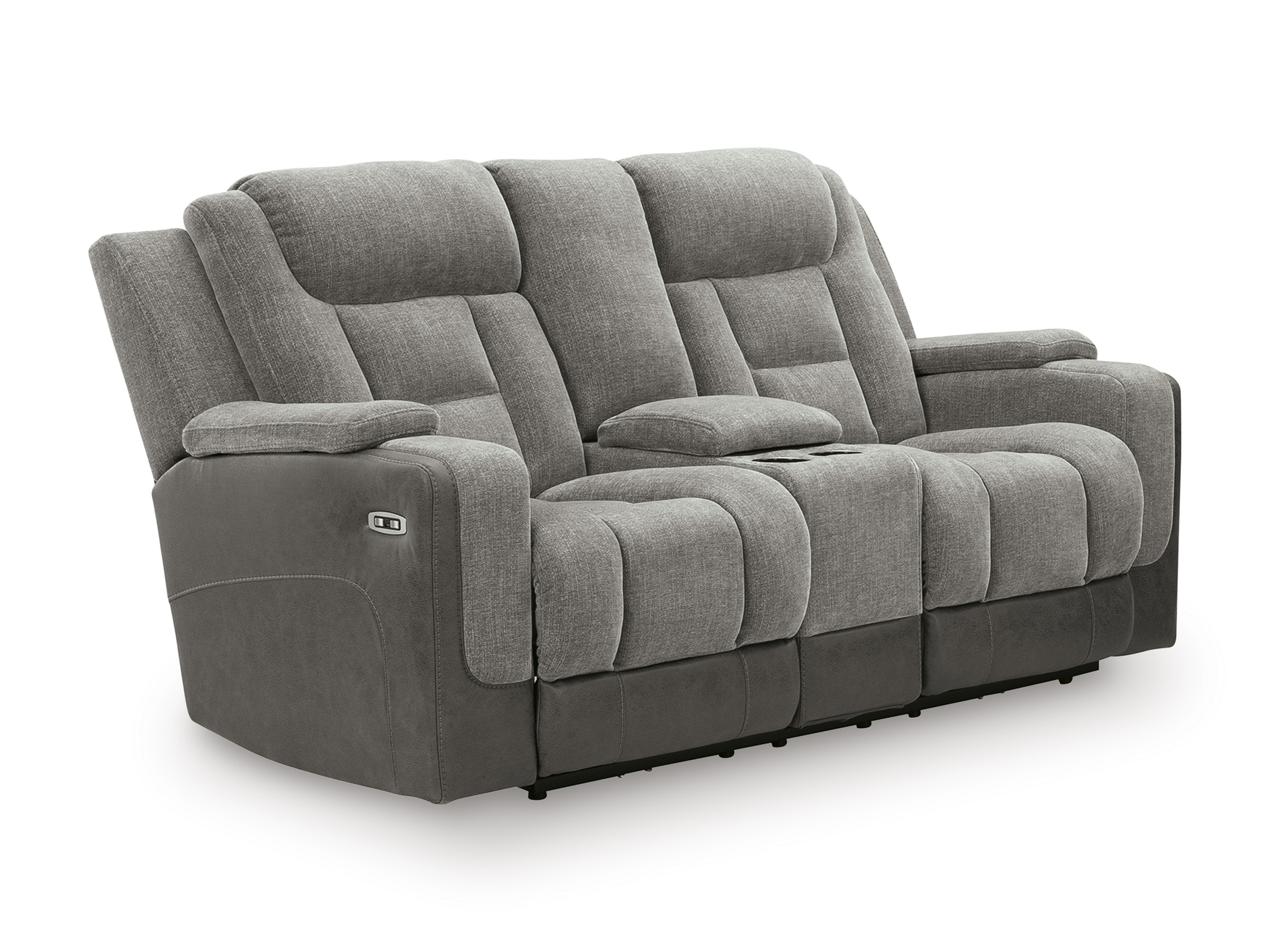 Mixed Motion Faux Leather/Polyester Power Reclining Living Room Set with Adjustable Headrest