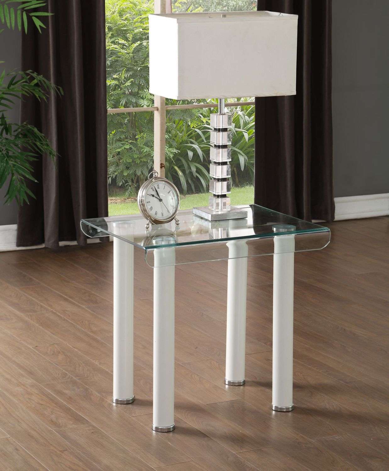Gordie Glass/Metal Rectangular End Table