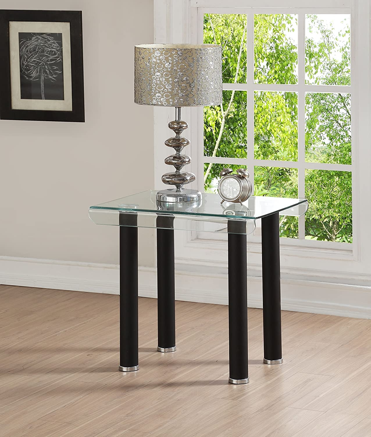 Gordie Glass/Metal Rectangular End Table