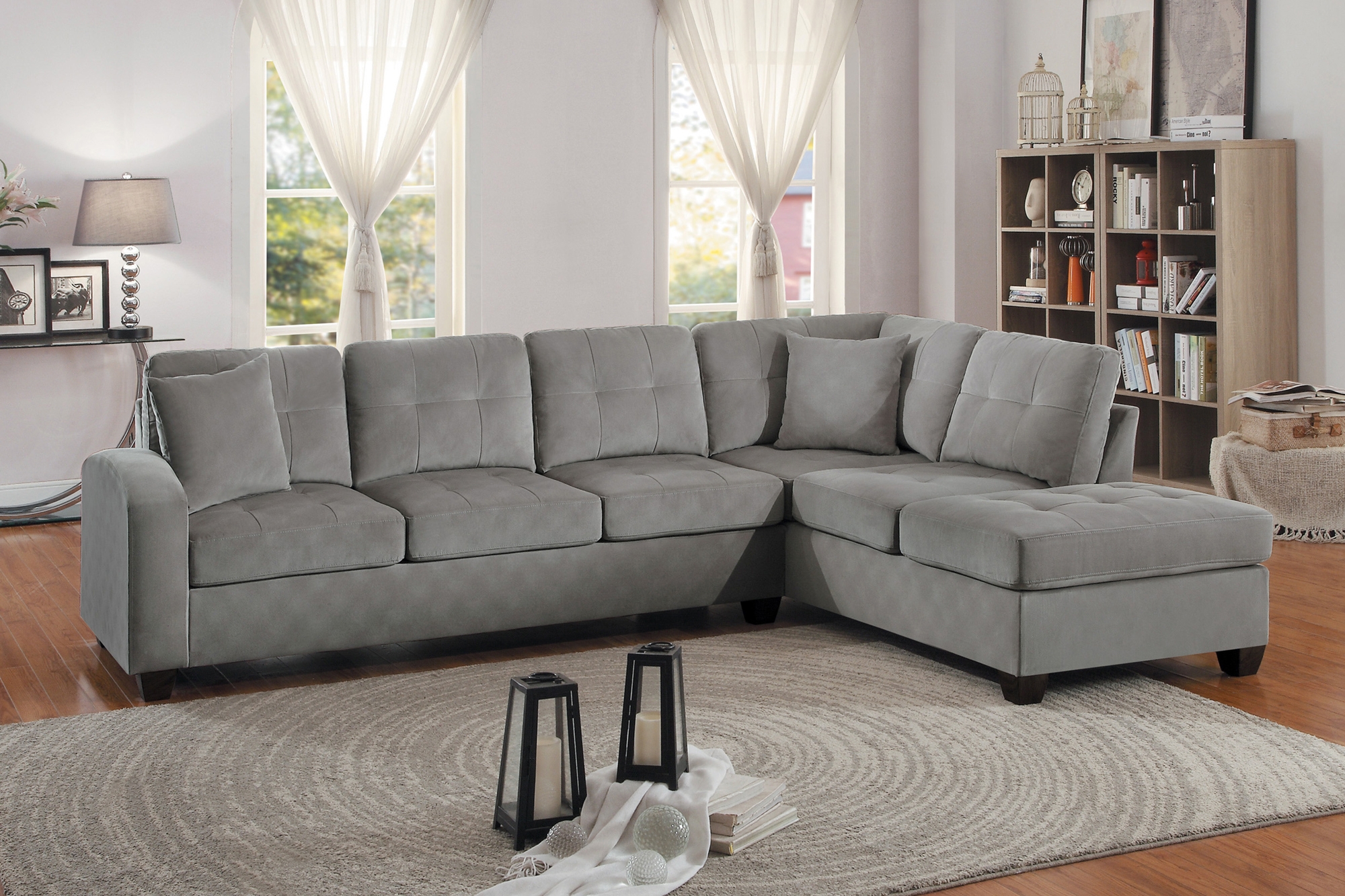 brown textured microfiber sectional Set for Living Room 