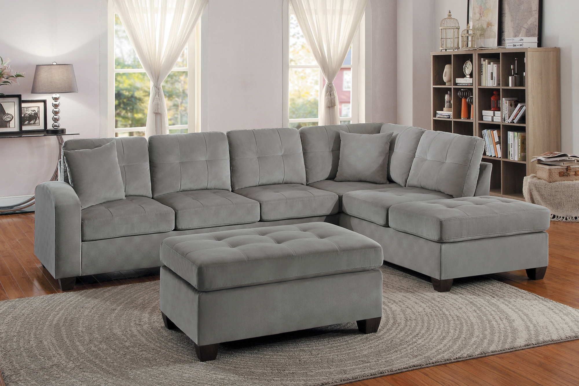 Homelegance Emilio 3-Piece Reversible Sectional with Ottoman 