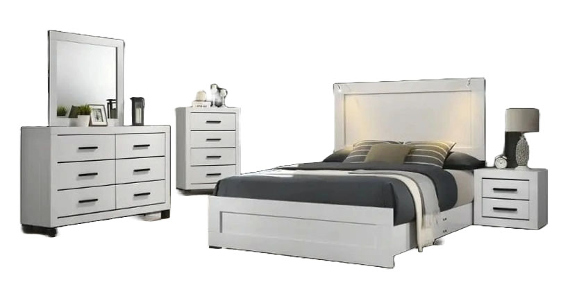SM 8377a Wood Bedroom Set w/2 Lamps