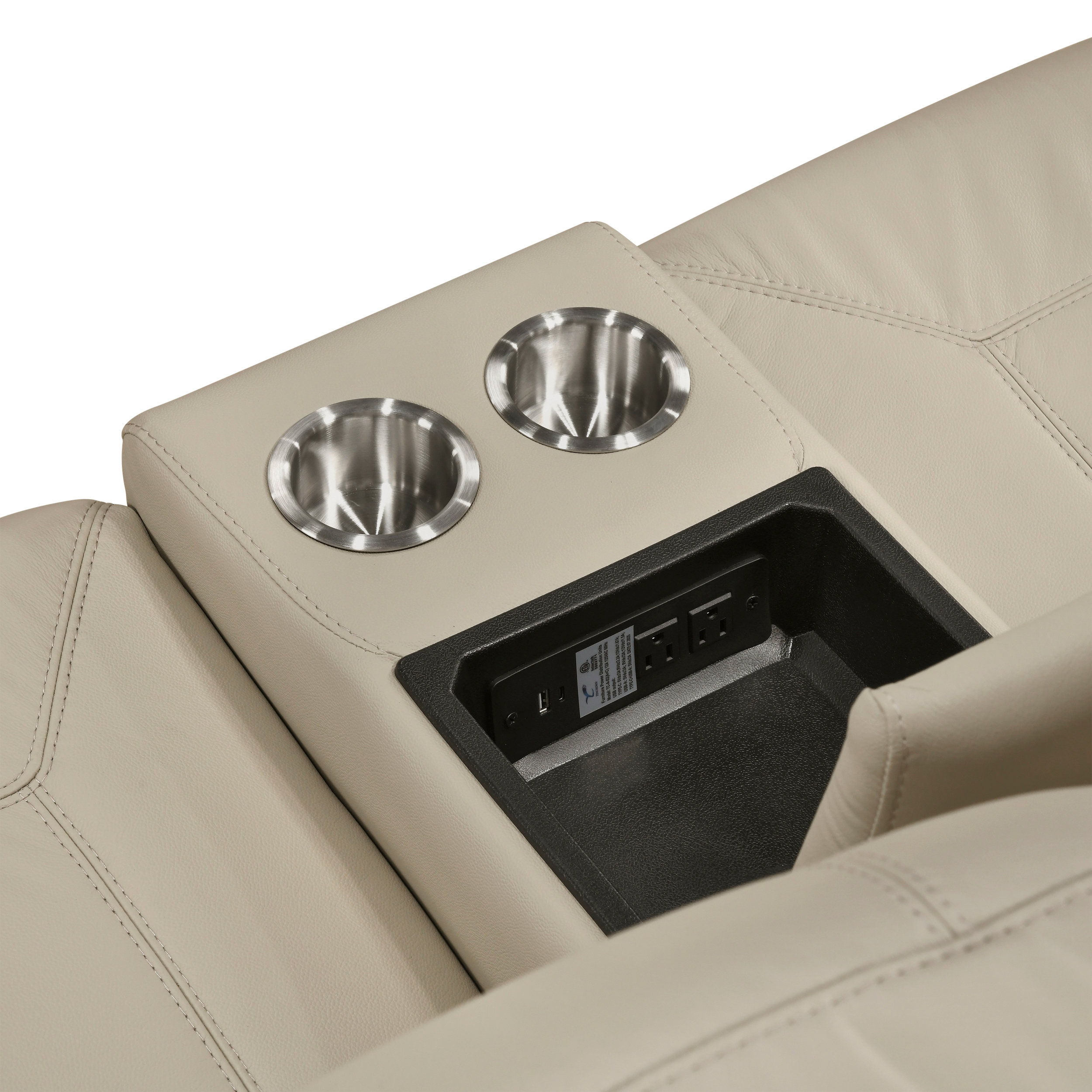 8379 Upholstered Double Reclining Loveseat with Console & Receptacles