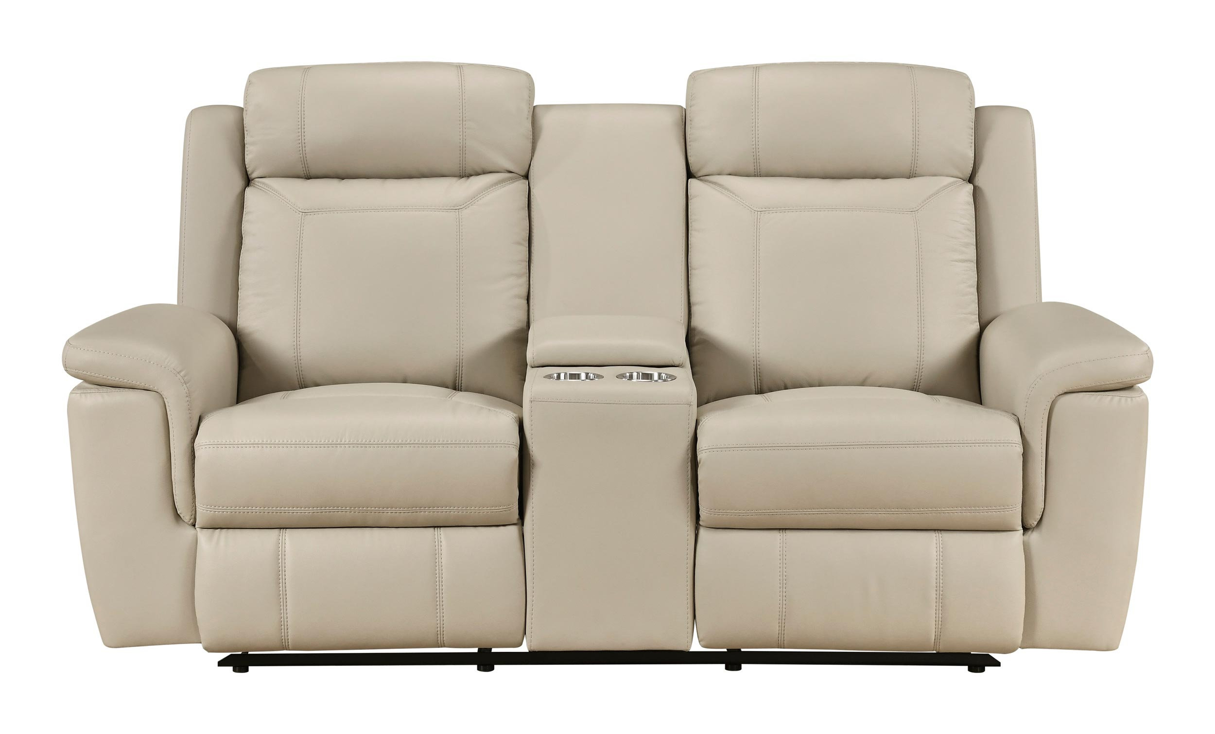 8379 Upholstered Double Reclining Loveseat with Console & Receptacles