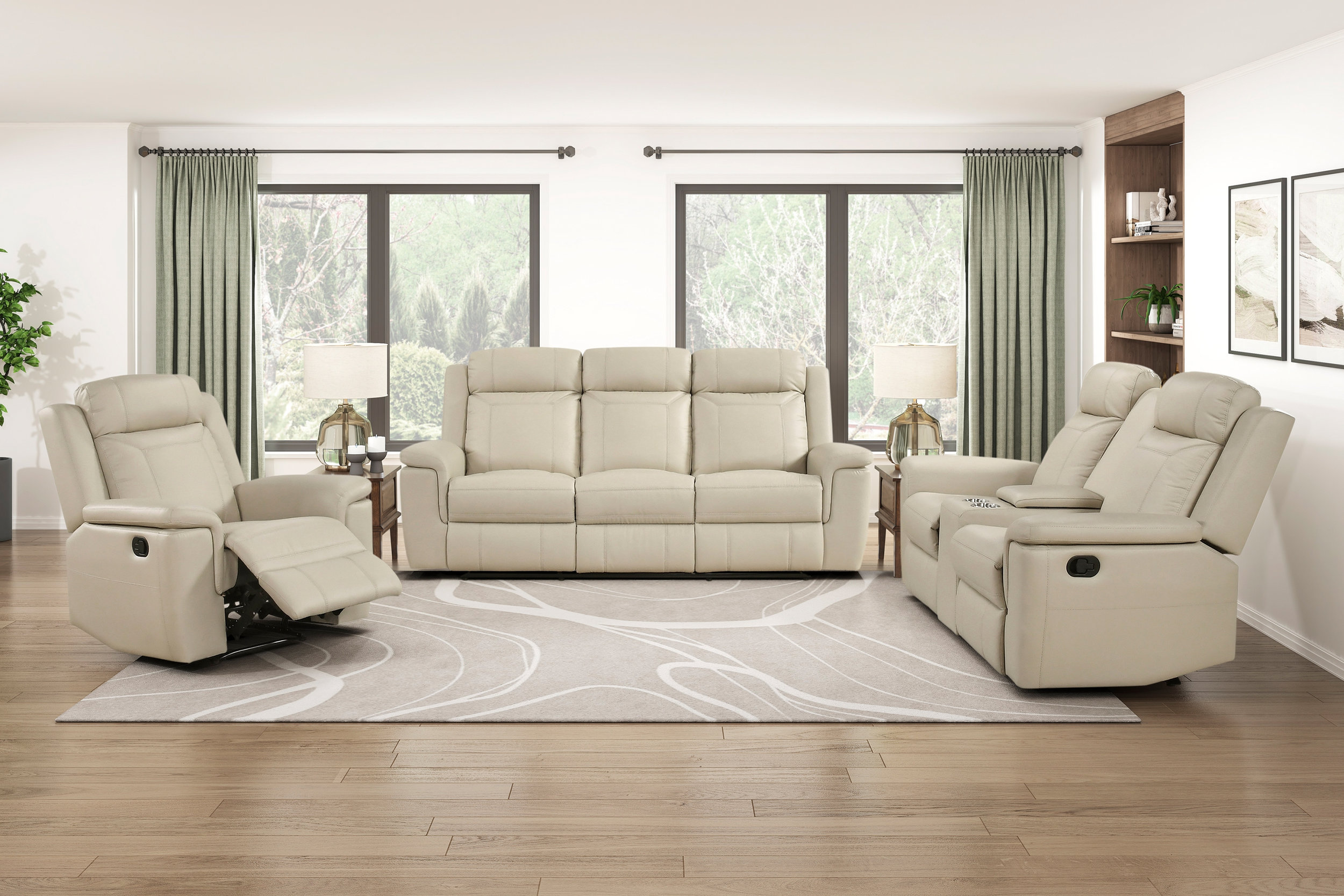 8379 Upholstered Double Reclining Loveseat with Console & Receptacles