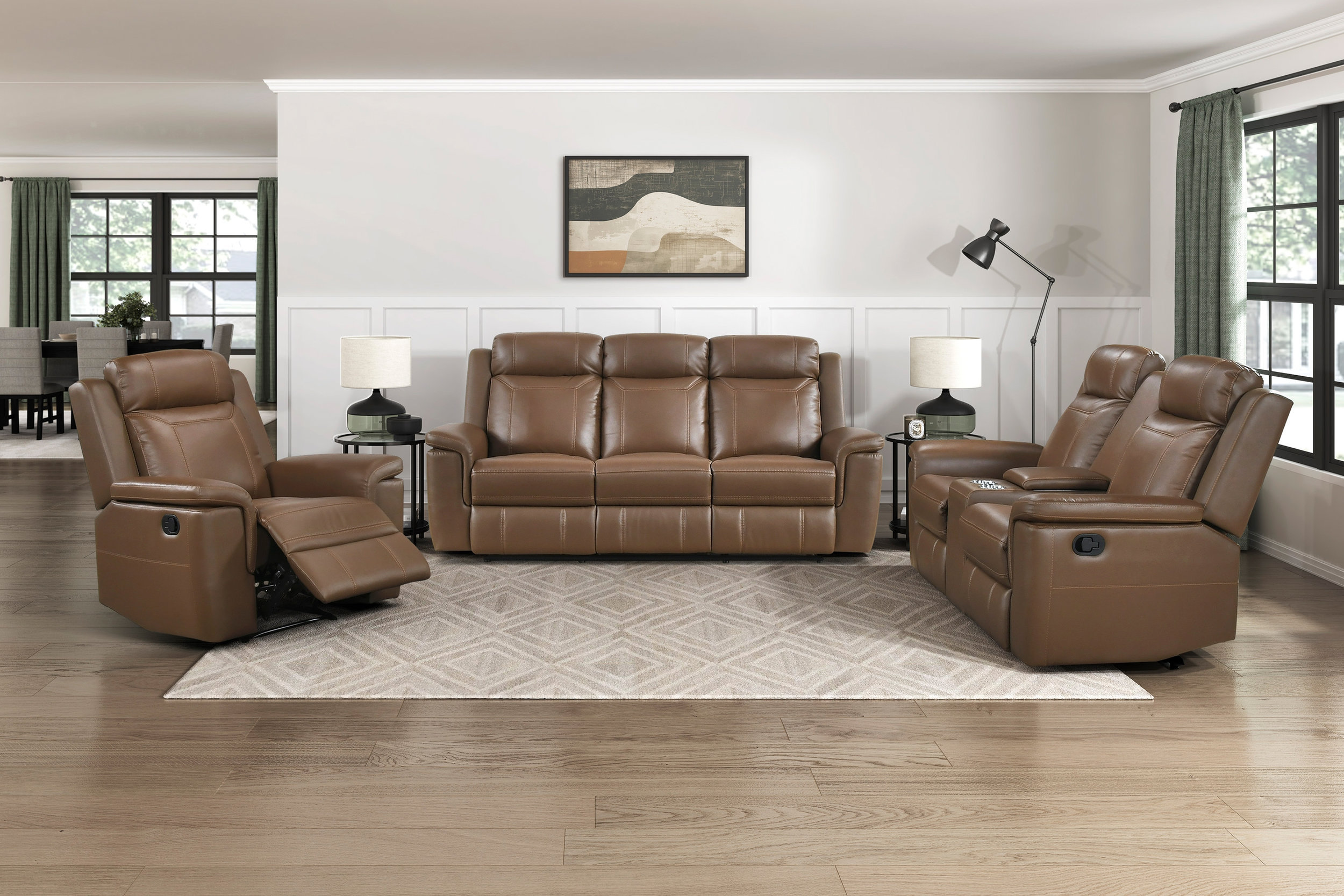 8379 Upholstered Double Reclining Loveseat with Console & Receptacles