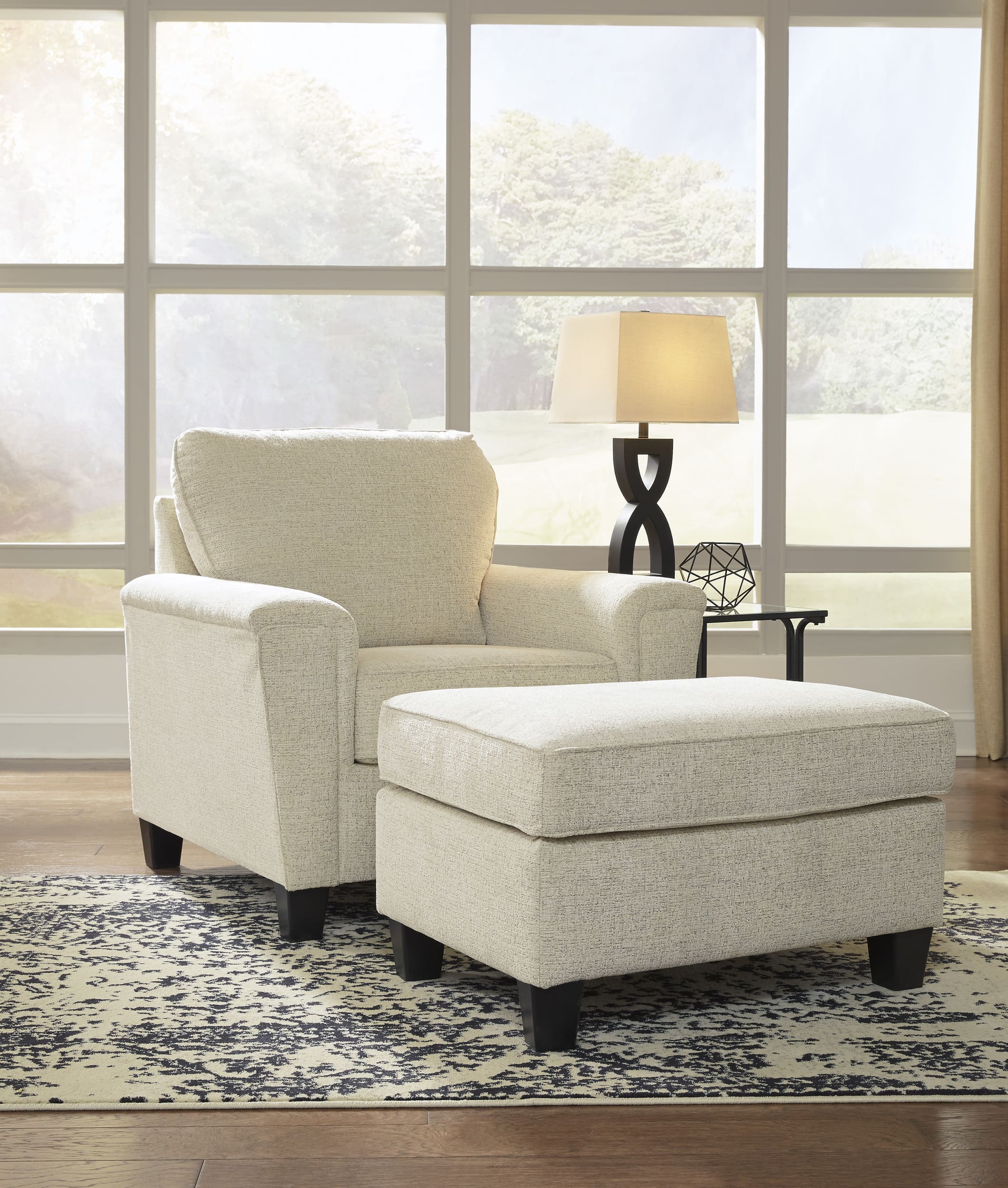 Ashley Abinger Polyester Natural Chair And Ottoman