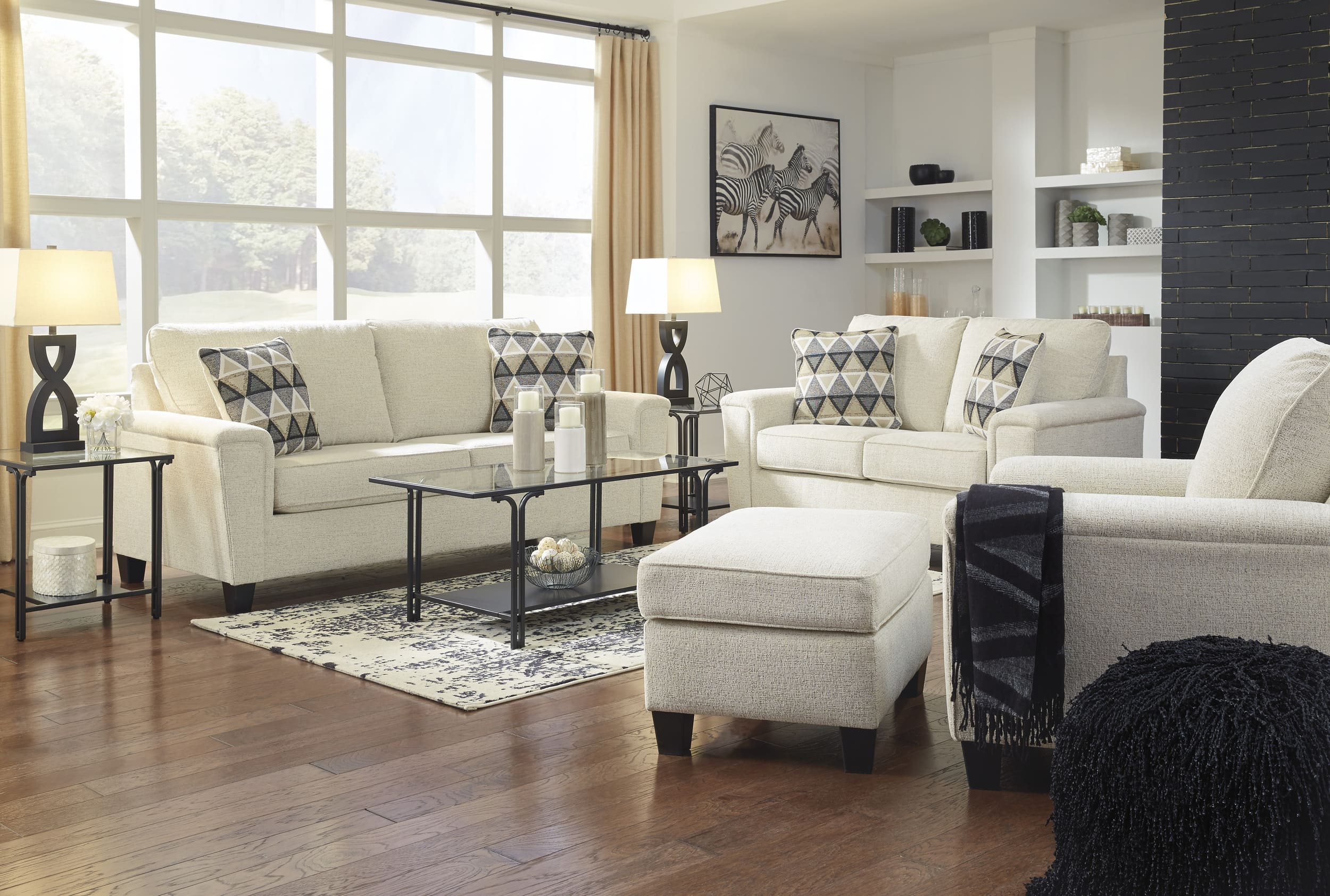 Ashley Abinger Natural Polyester Living Room Set